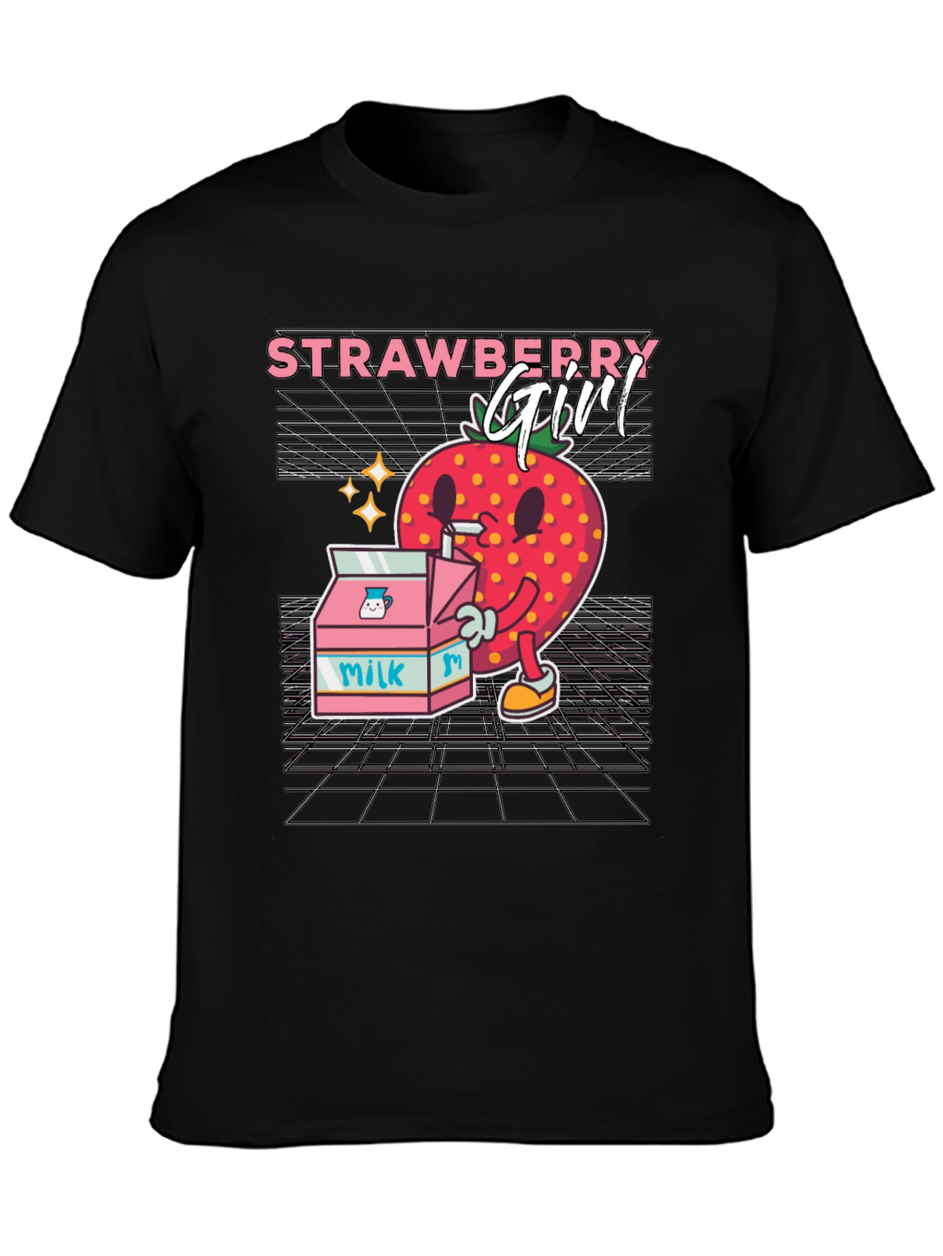 Black Strawberry Girl Graphic Tee view 3