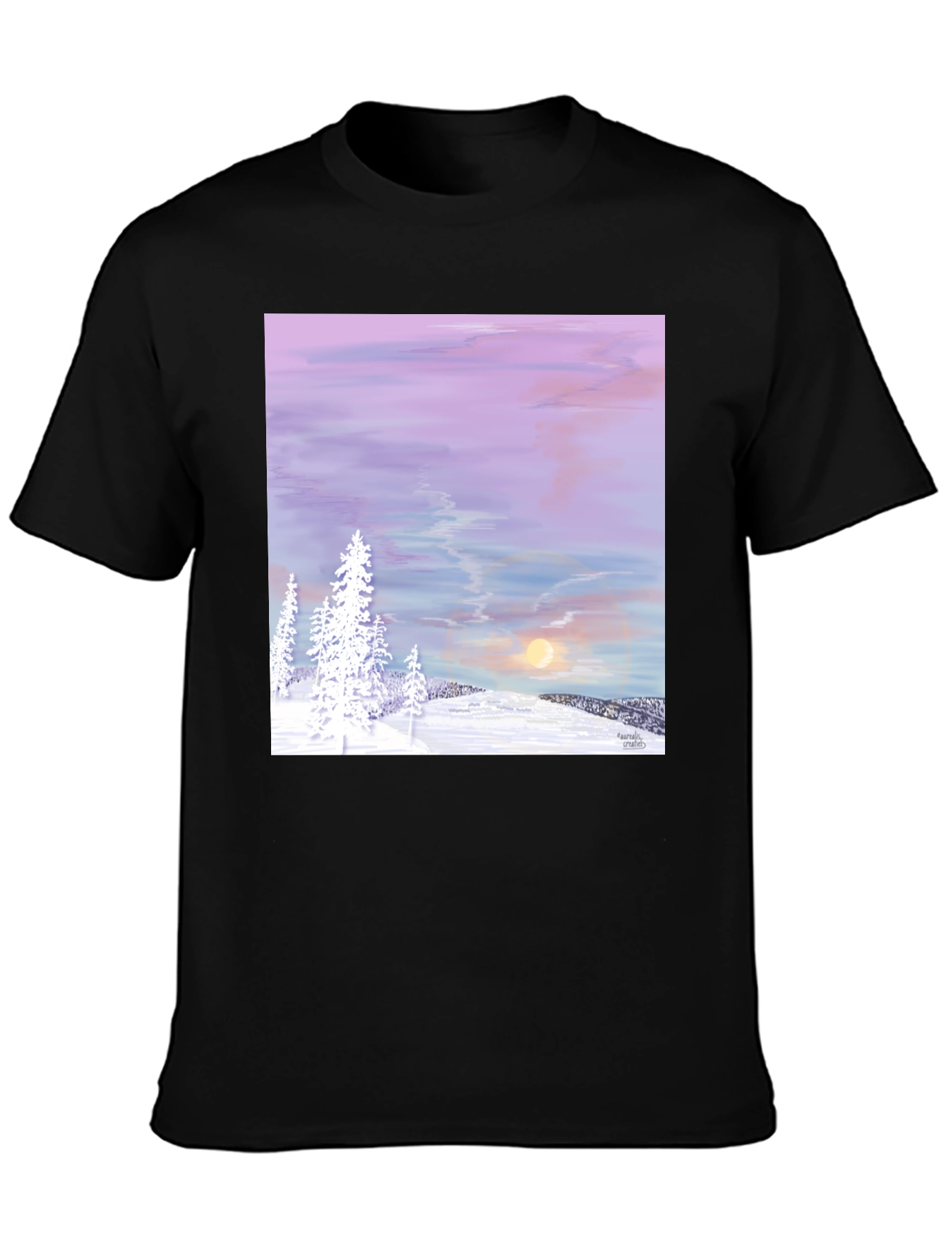 Black Winter Sunset Graphic Tee view 3