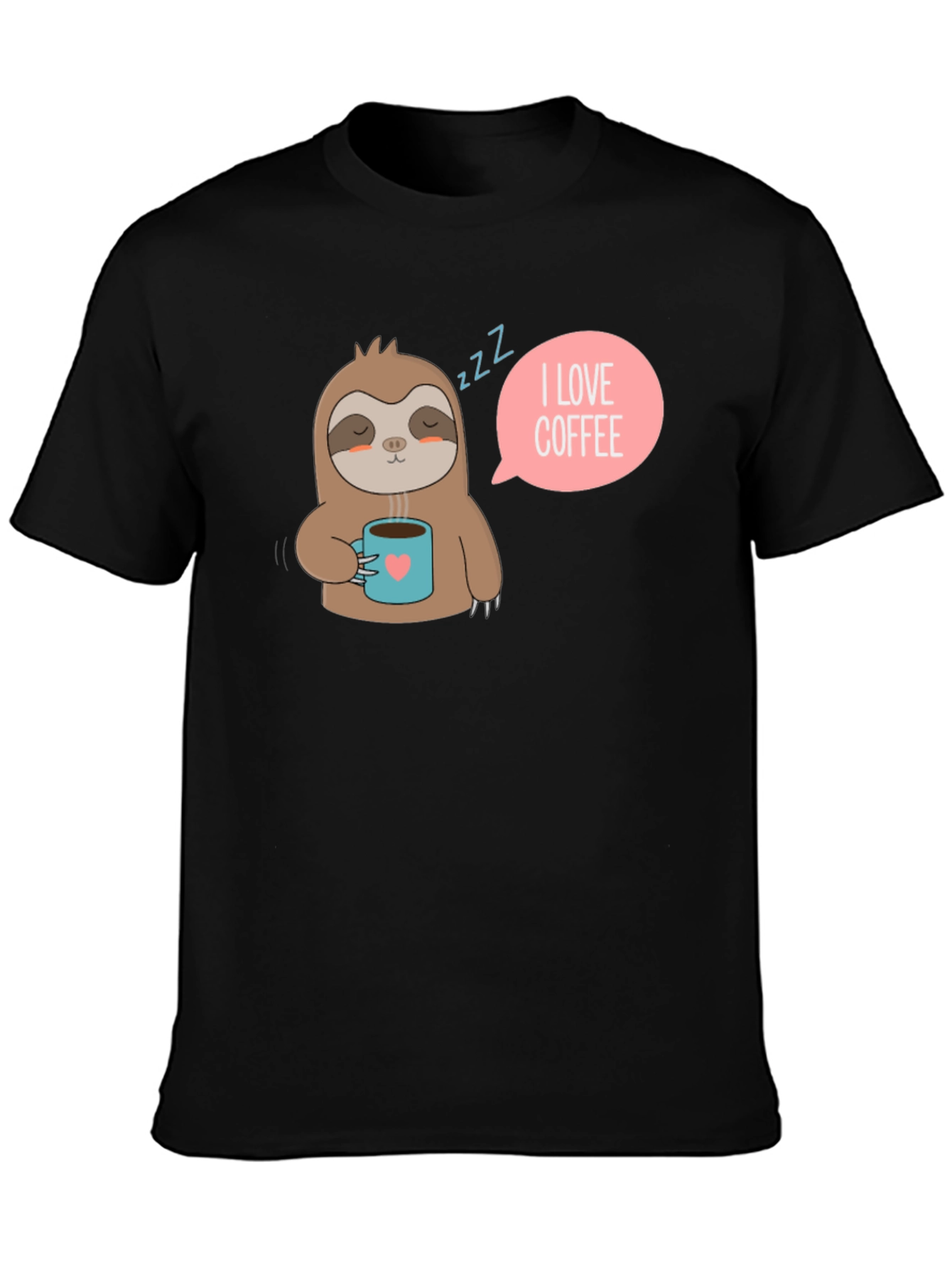 Black I Love Coffee Sloth Tee - Unisex Soft Cotton view 3