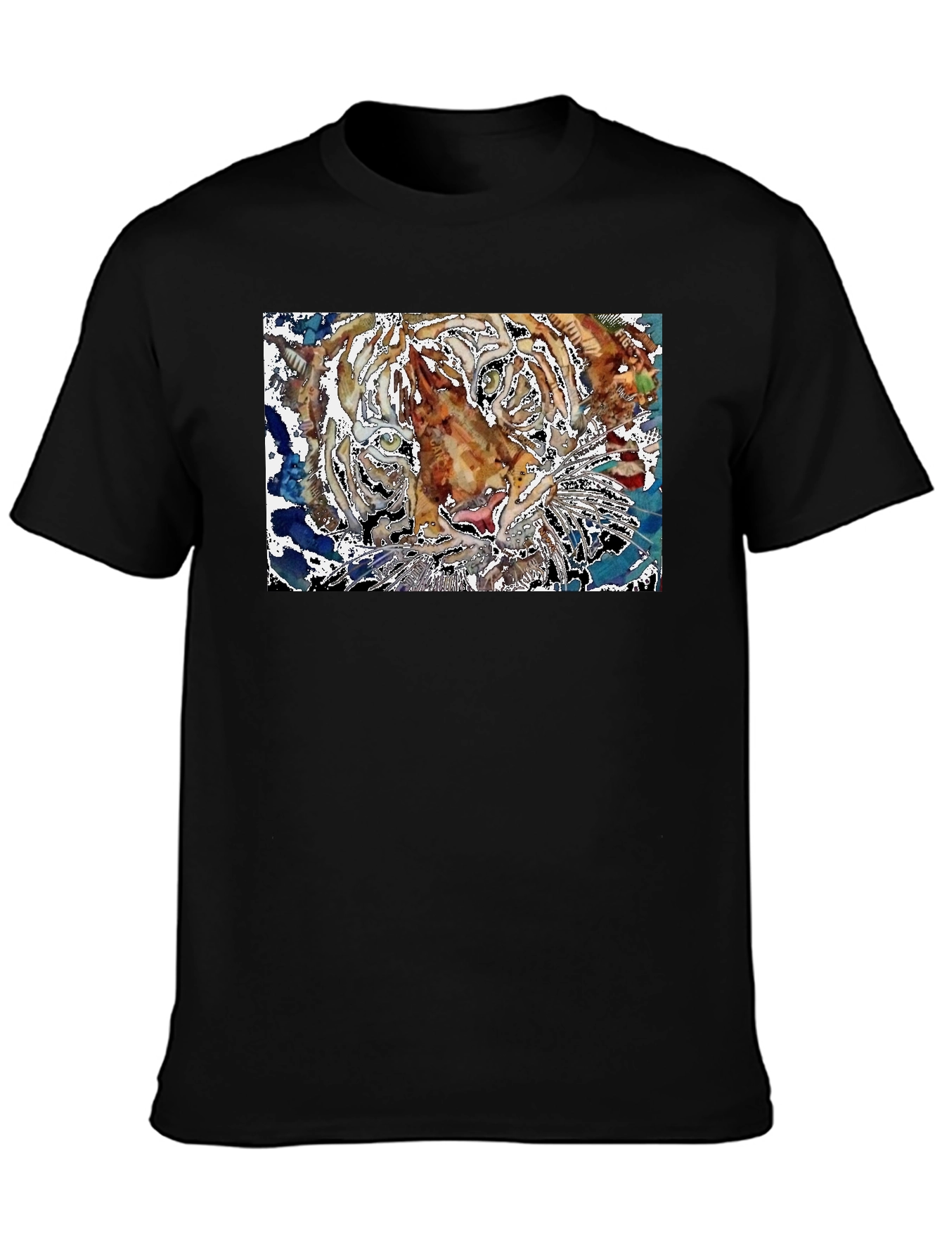 Black Abstract Tiger Graphic Black T-Shirt view 3