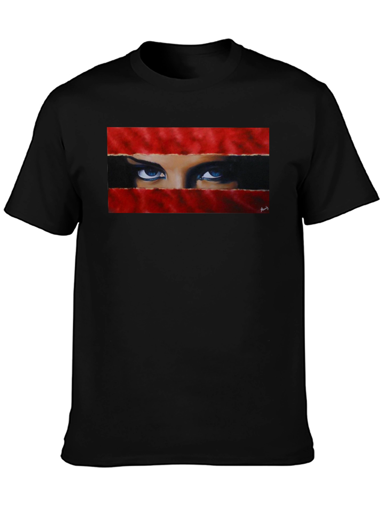 Black Intense Gaze Graphic Tee - Bold & Unique view 3