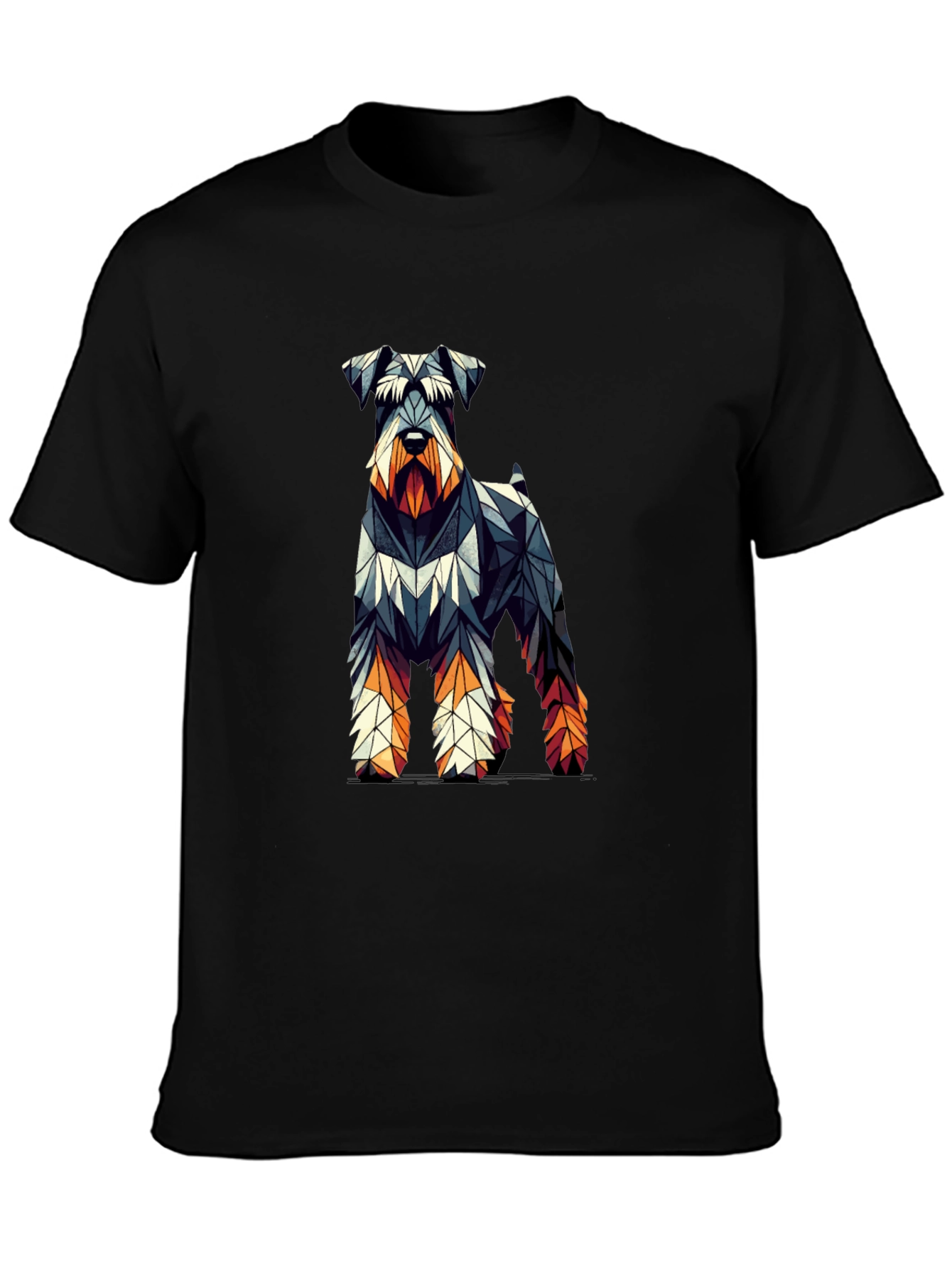 Black Geometric Dog Print Black T-Shirt view 3