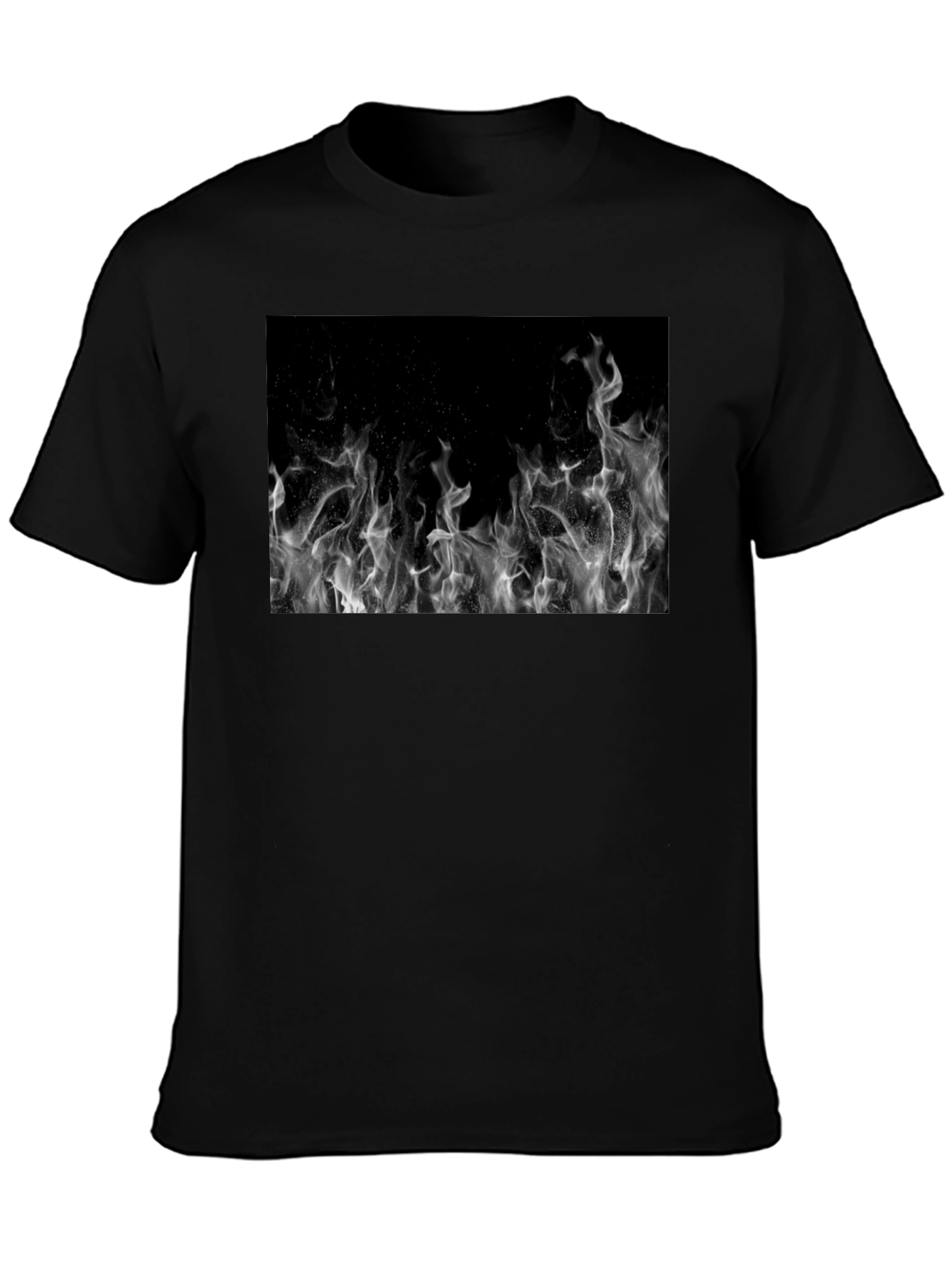 Black Black T-Shirt with Fire Graphic view 3