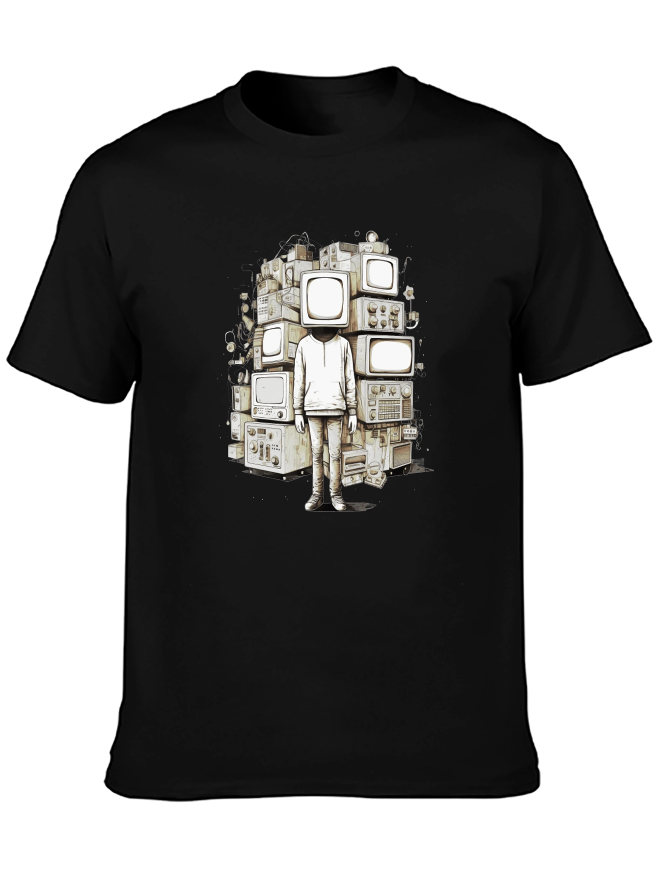 Black Retro TV Head Graphic T-Shirt - Unique Design view 3