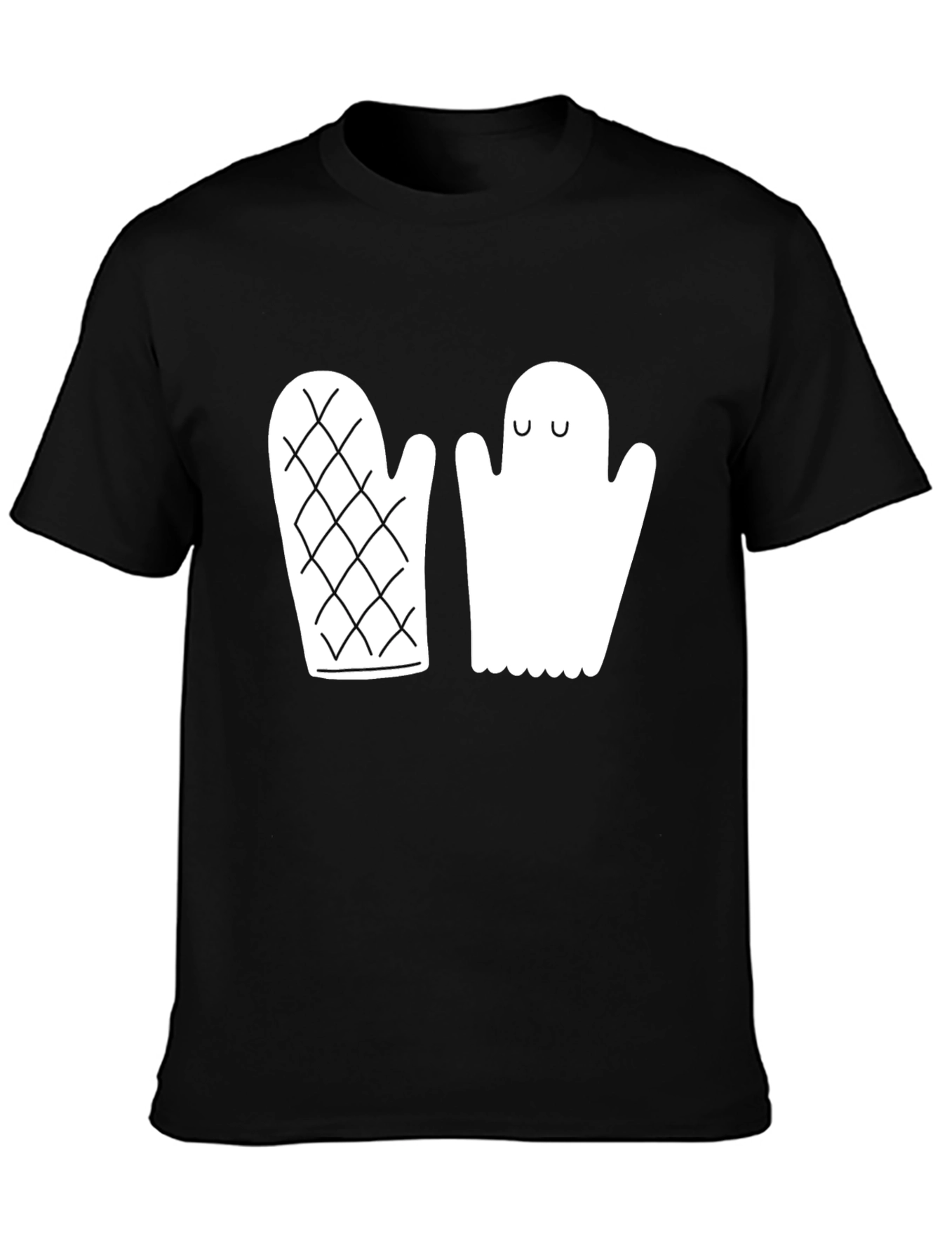 Black Quirky Ghost & Mitten Black T-Shirt view 3