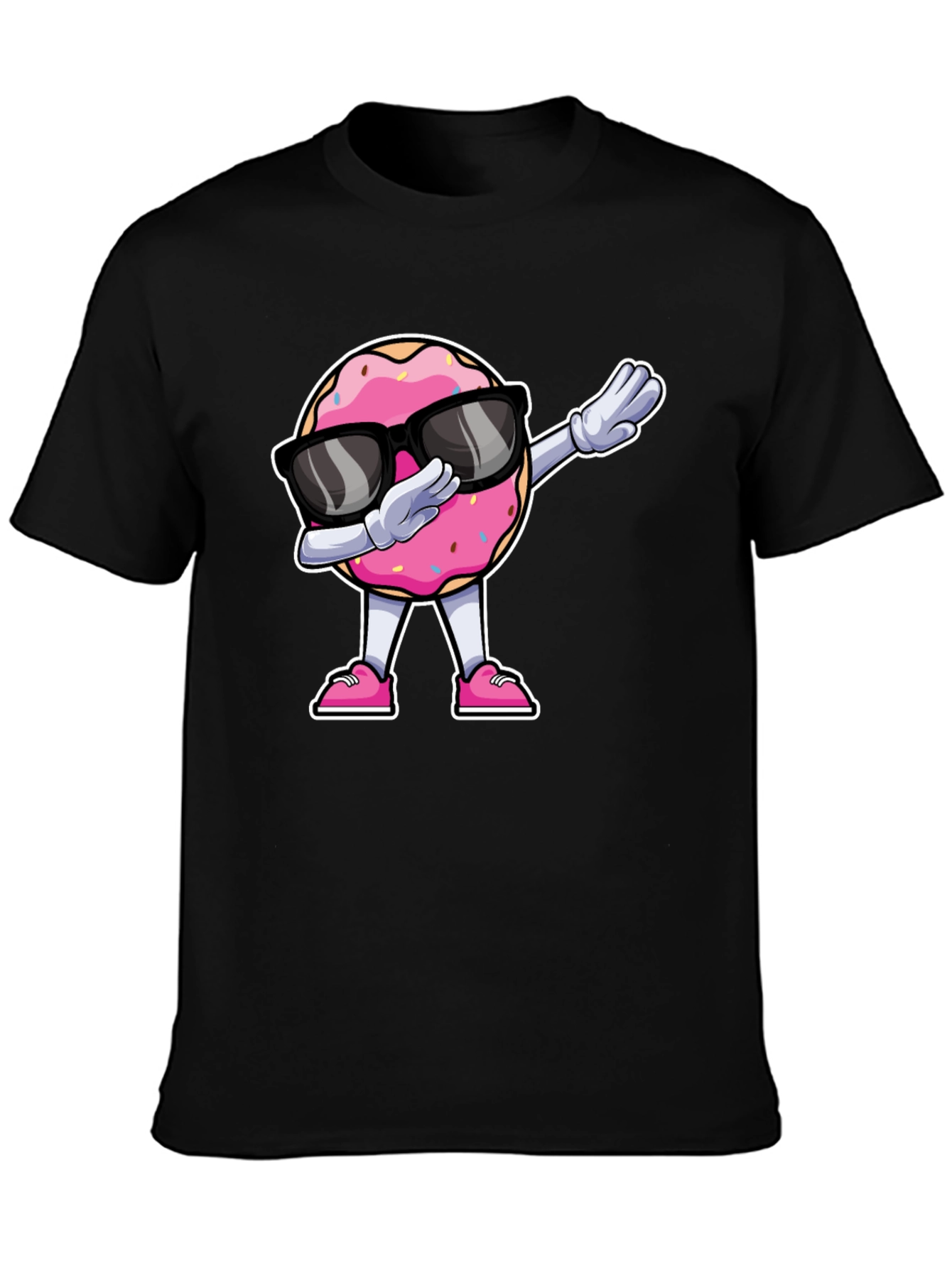 Black Dabbing Donut T-Shirt - Funny Cartoon Tee view 3