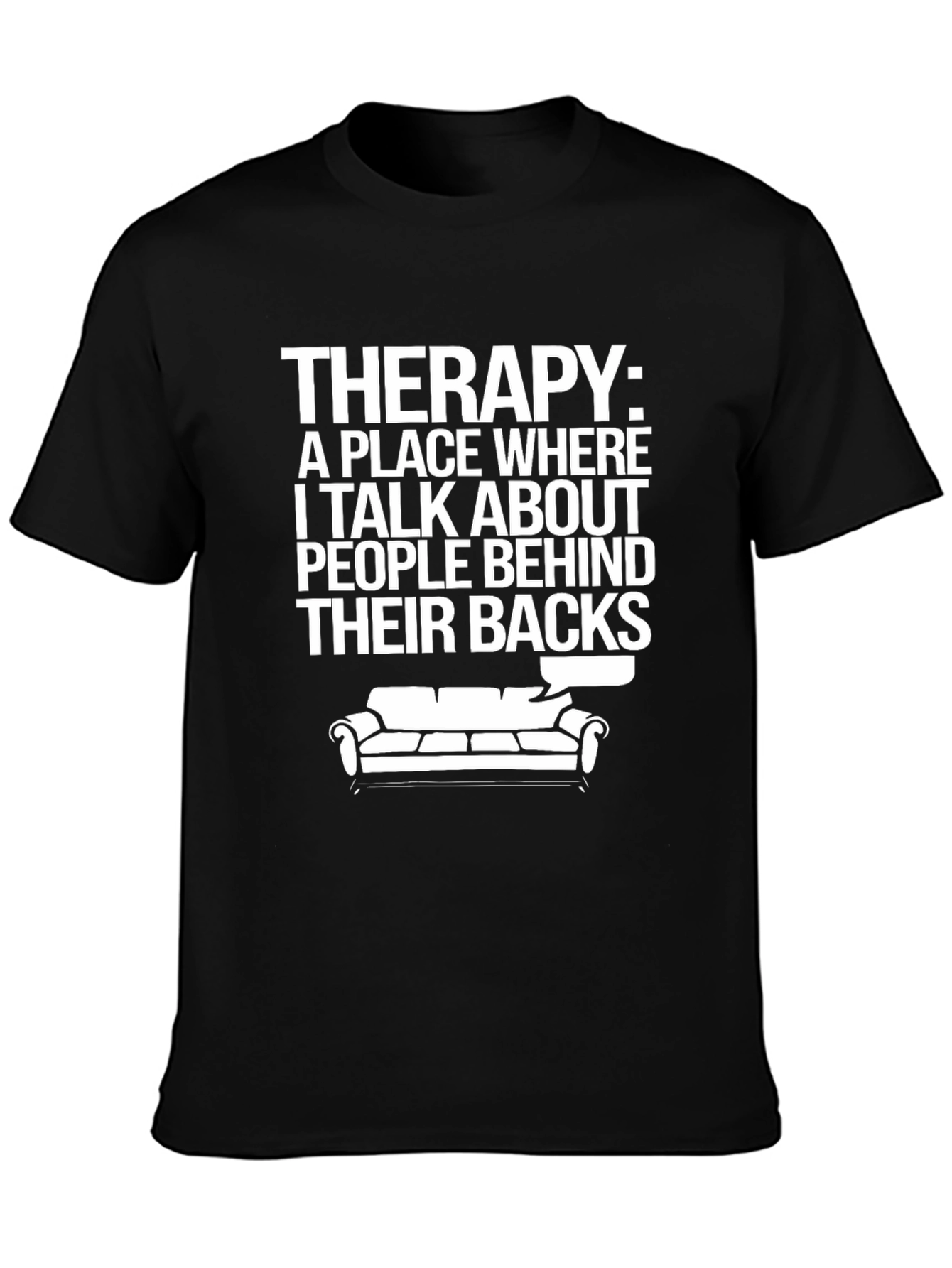 Black Therapy Funny Slogan Black T-Shirt view 3