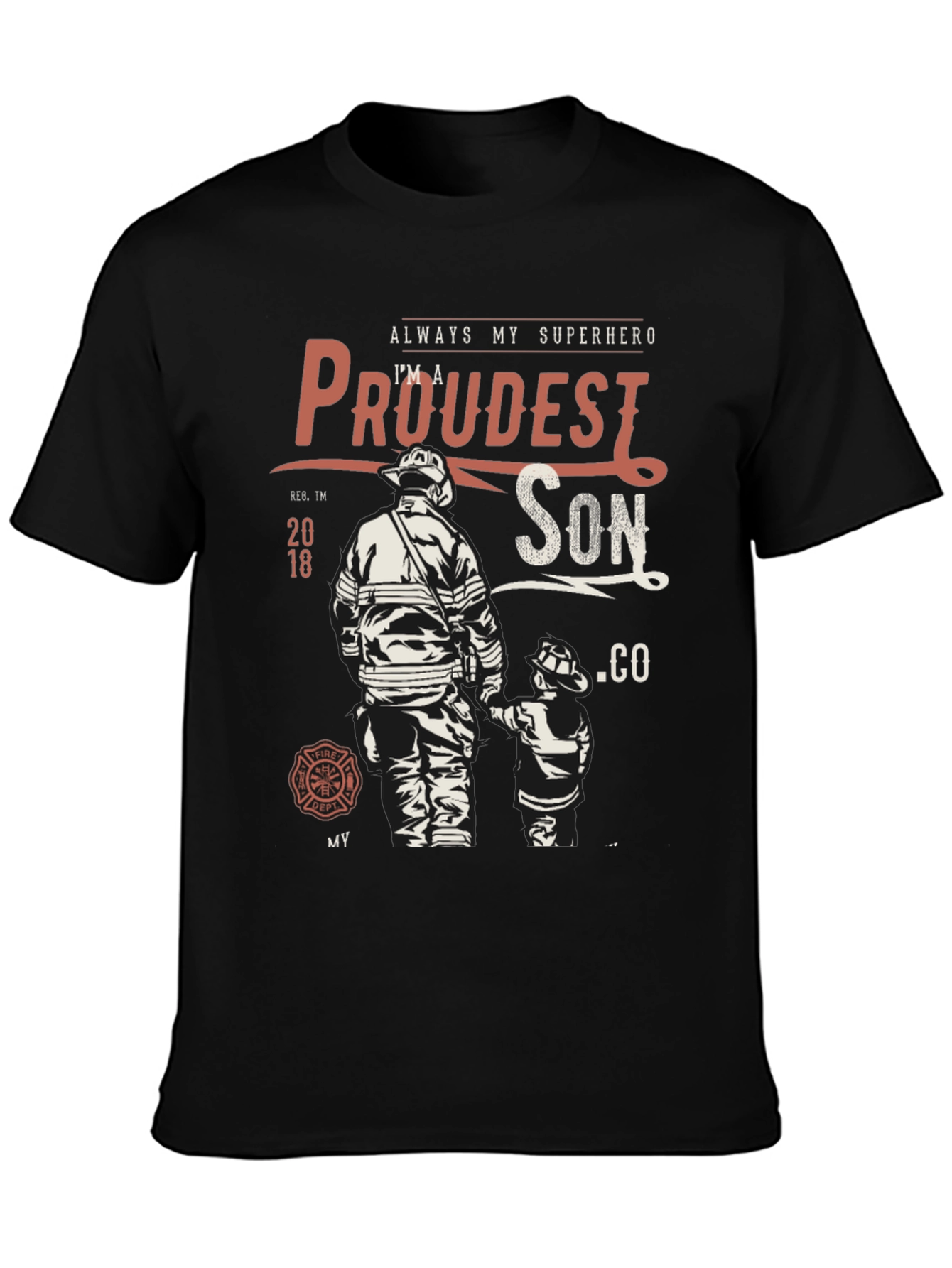 Black Proudest Son Firefighter Graphic Tee view 3