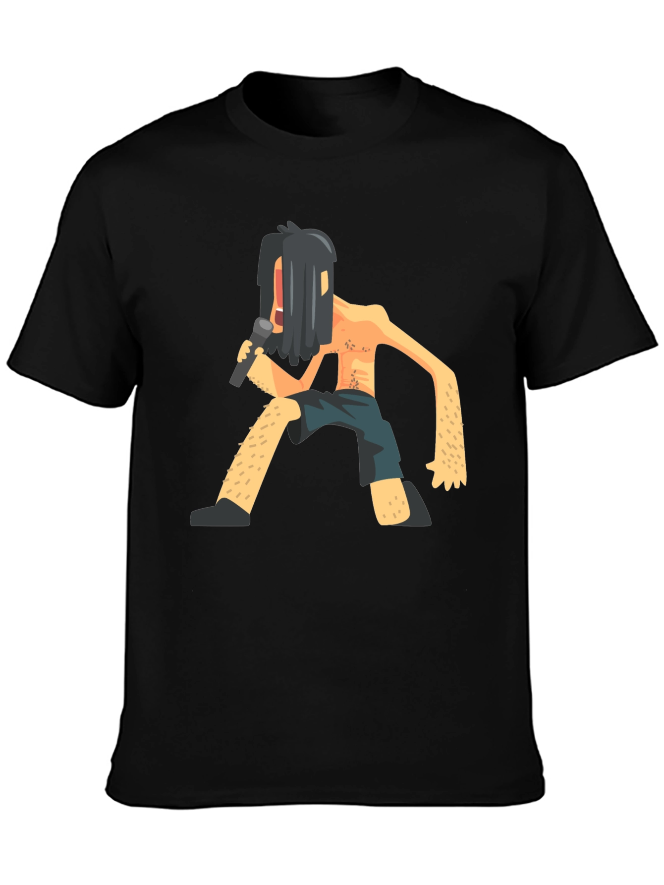 Black Black T-Shirt with Funny Singer Graphic view 3
