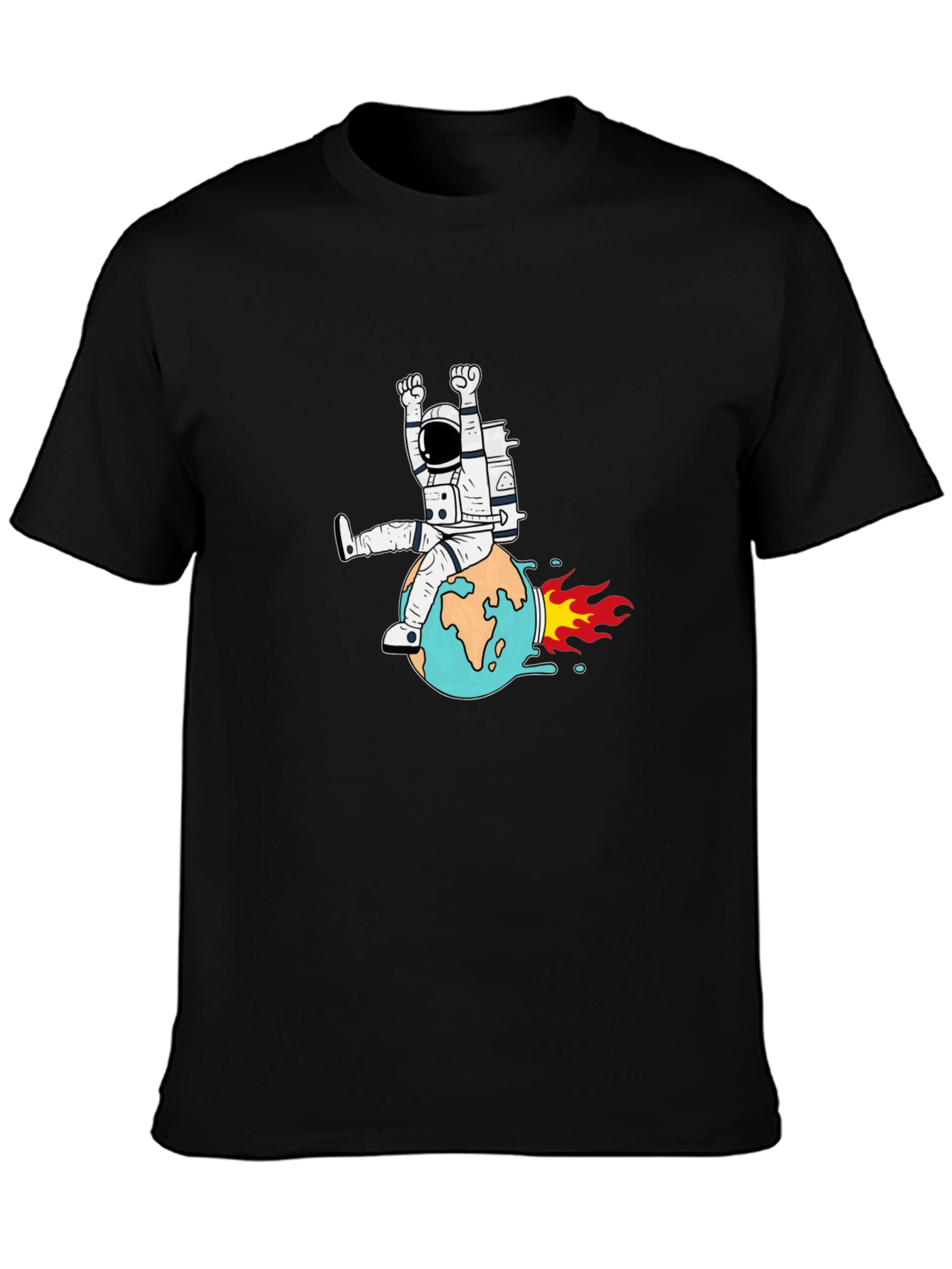 Black Astronaut Riding Earth Graphic T-Shirt view 3