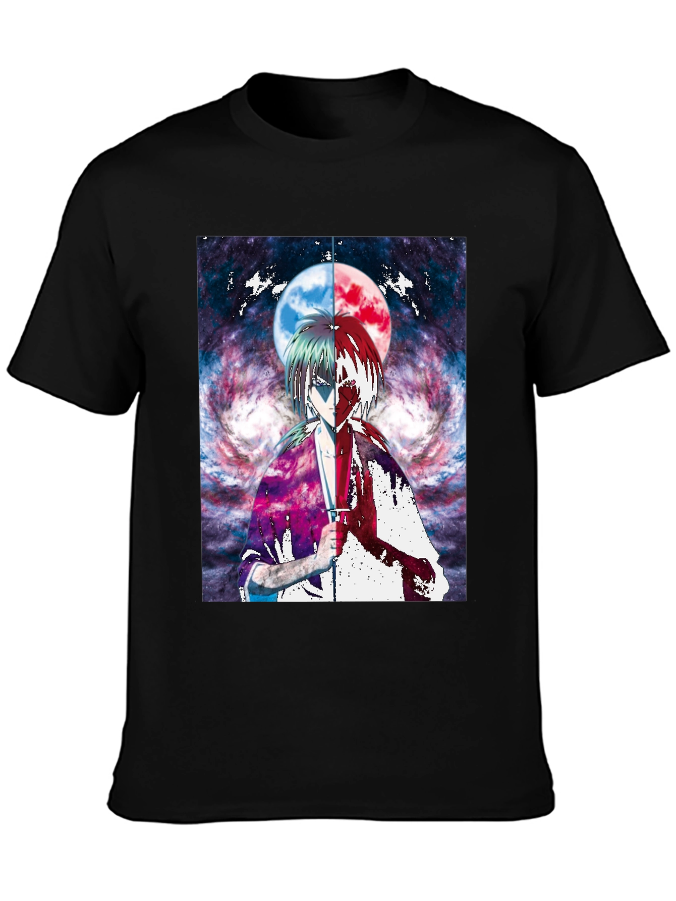 Black Anime Moon Graphic T-Shirt | Unique Design view 3