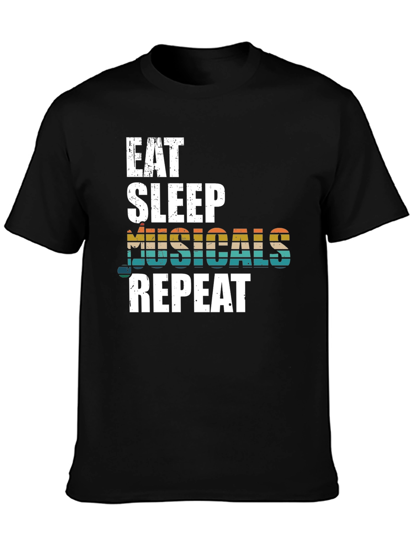 Black Eat Sleep Musicals Repeat Graphic Tee view 3