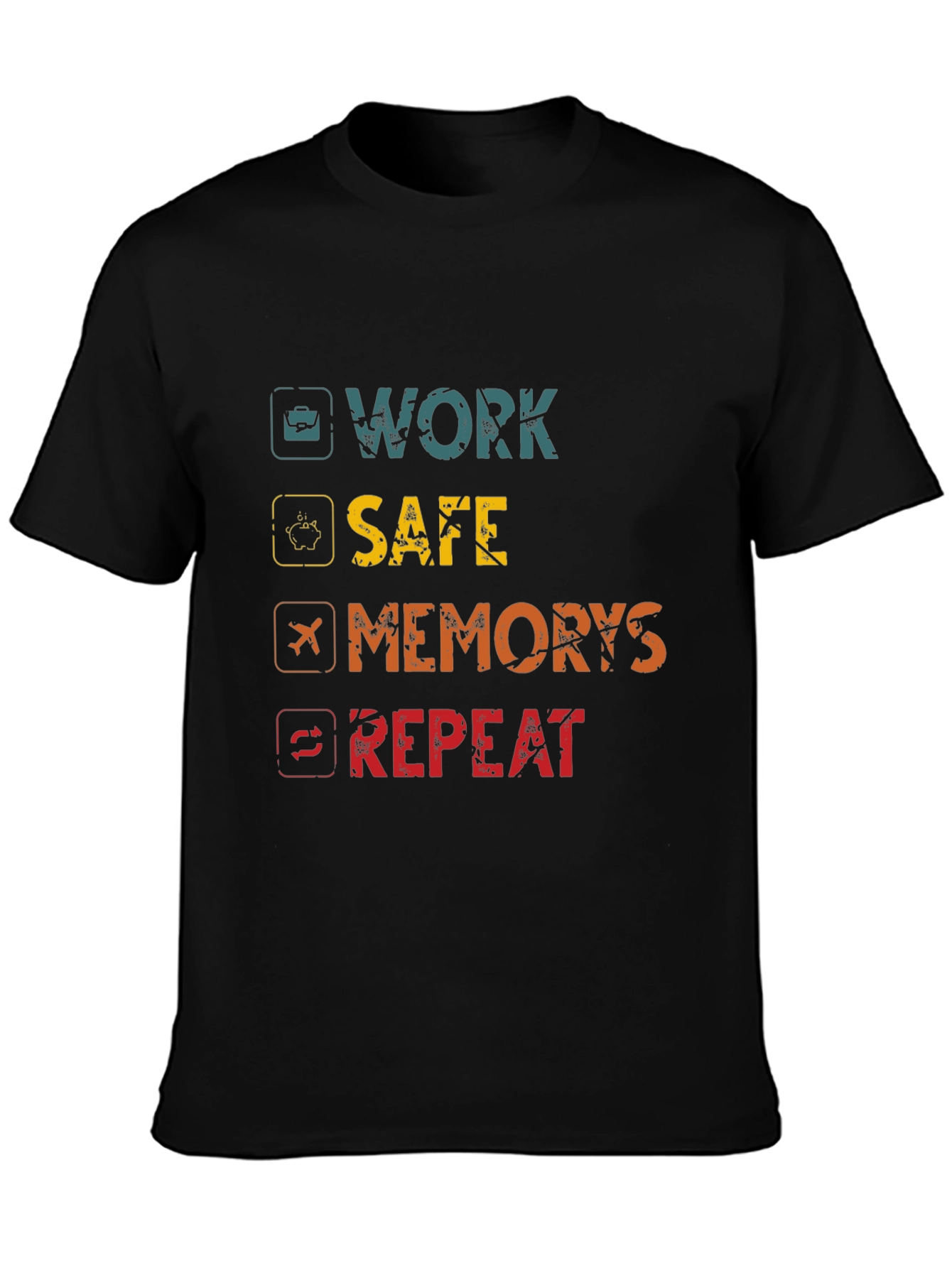 Black Work Safe, Create Memories, Repeat Graphic Tee view 3