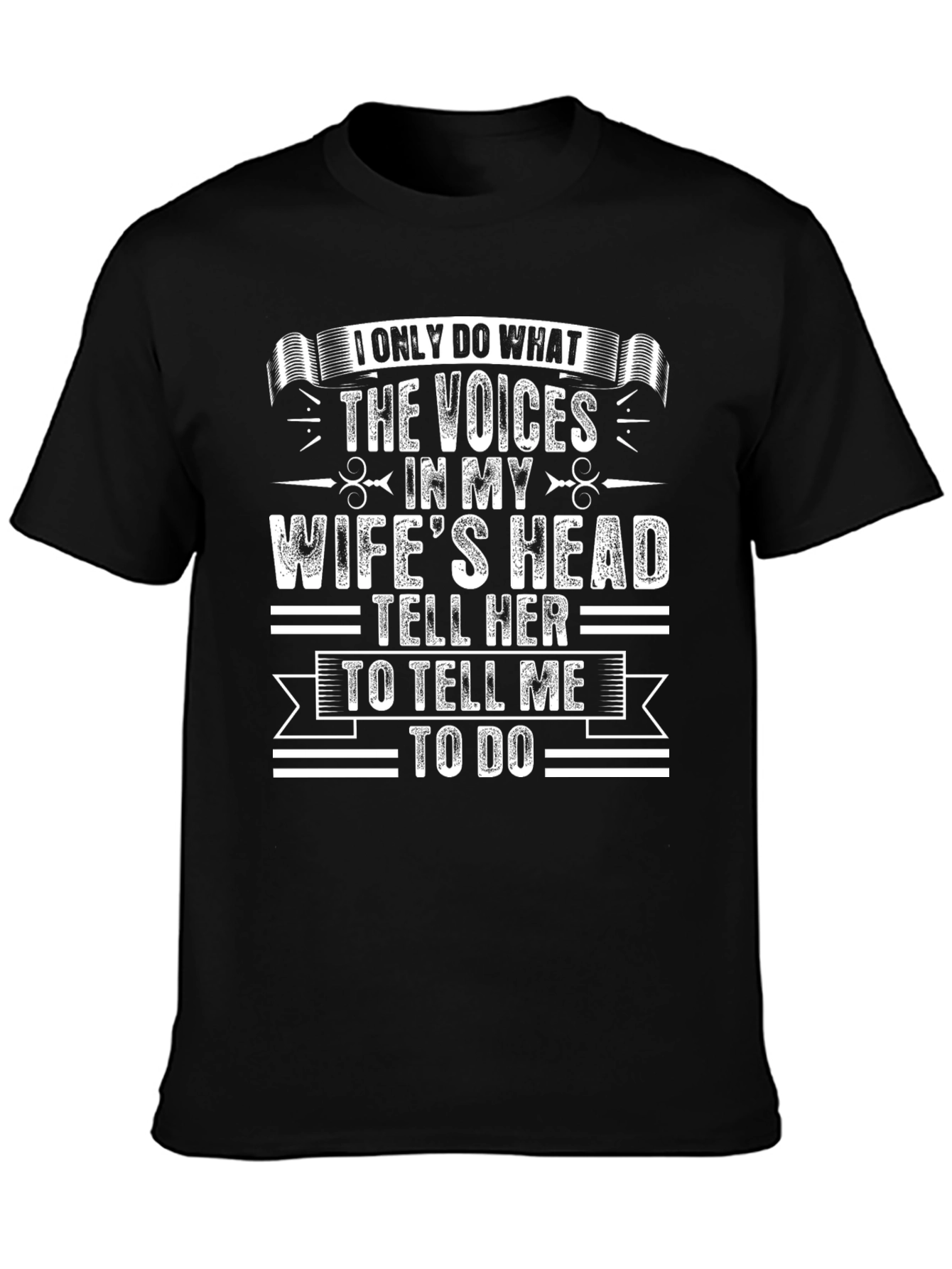 Black Funny Husband T-Shirt - Wife's Voices view 3