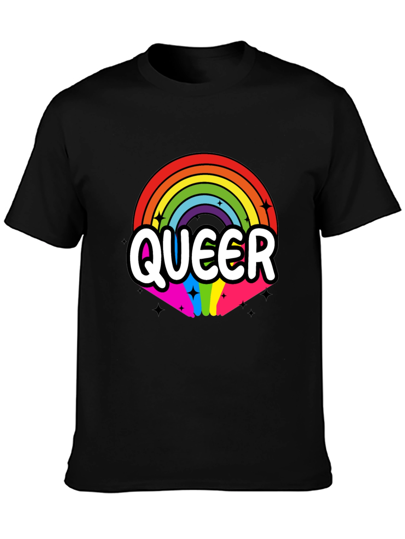 Black Queer Rainbow Graphic Tee - Black Cotton Blend view 3