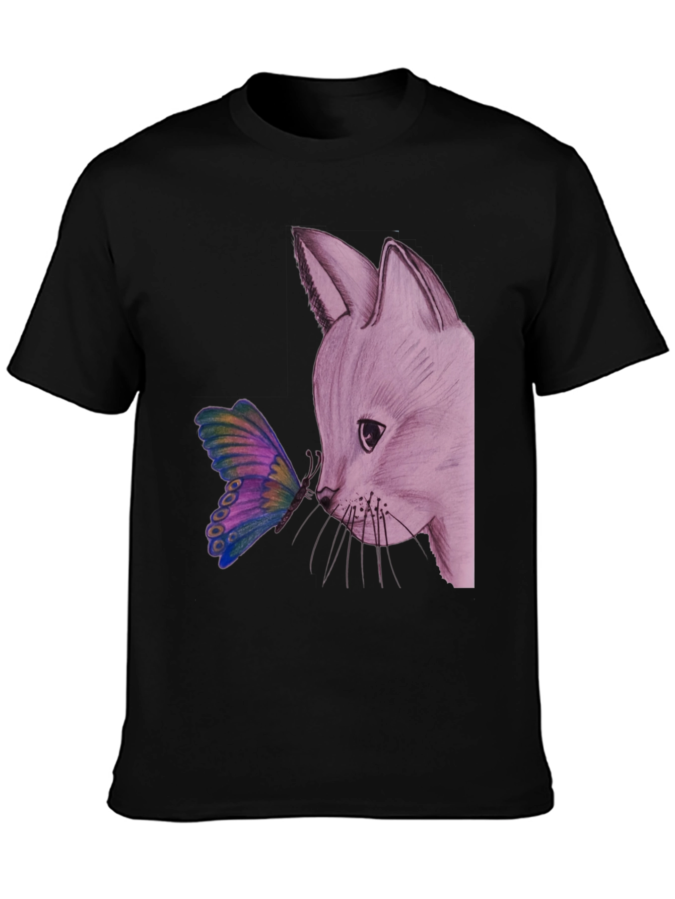 Black Fox and Butterfly Graphic Tee view 3