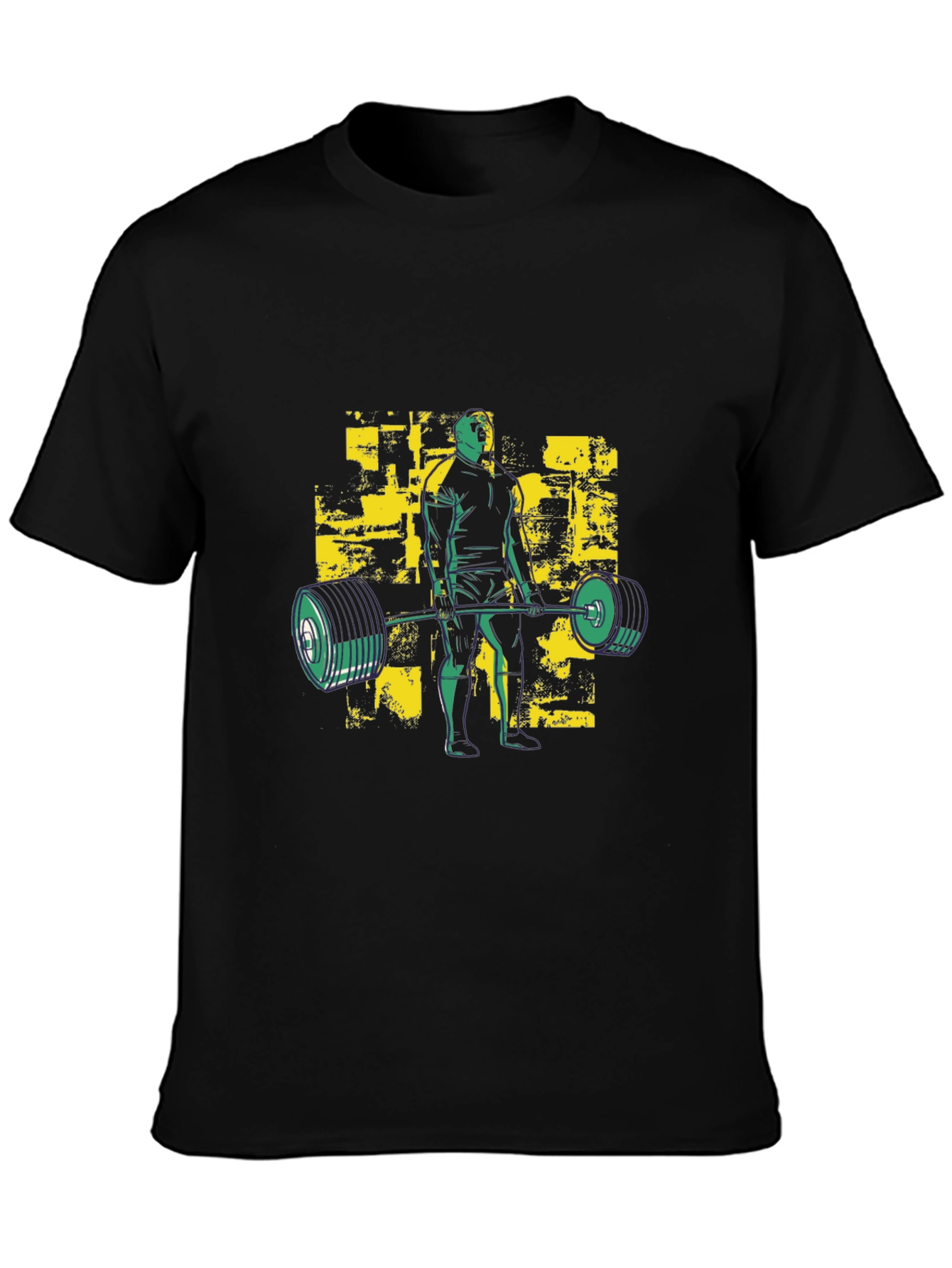 Men's Black Graphic T-Shirt - Weightlifting Design - 3