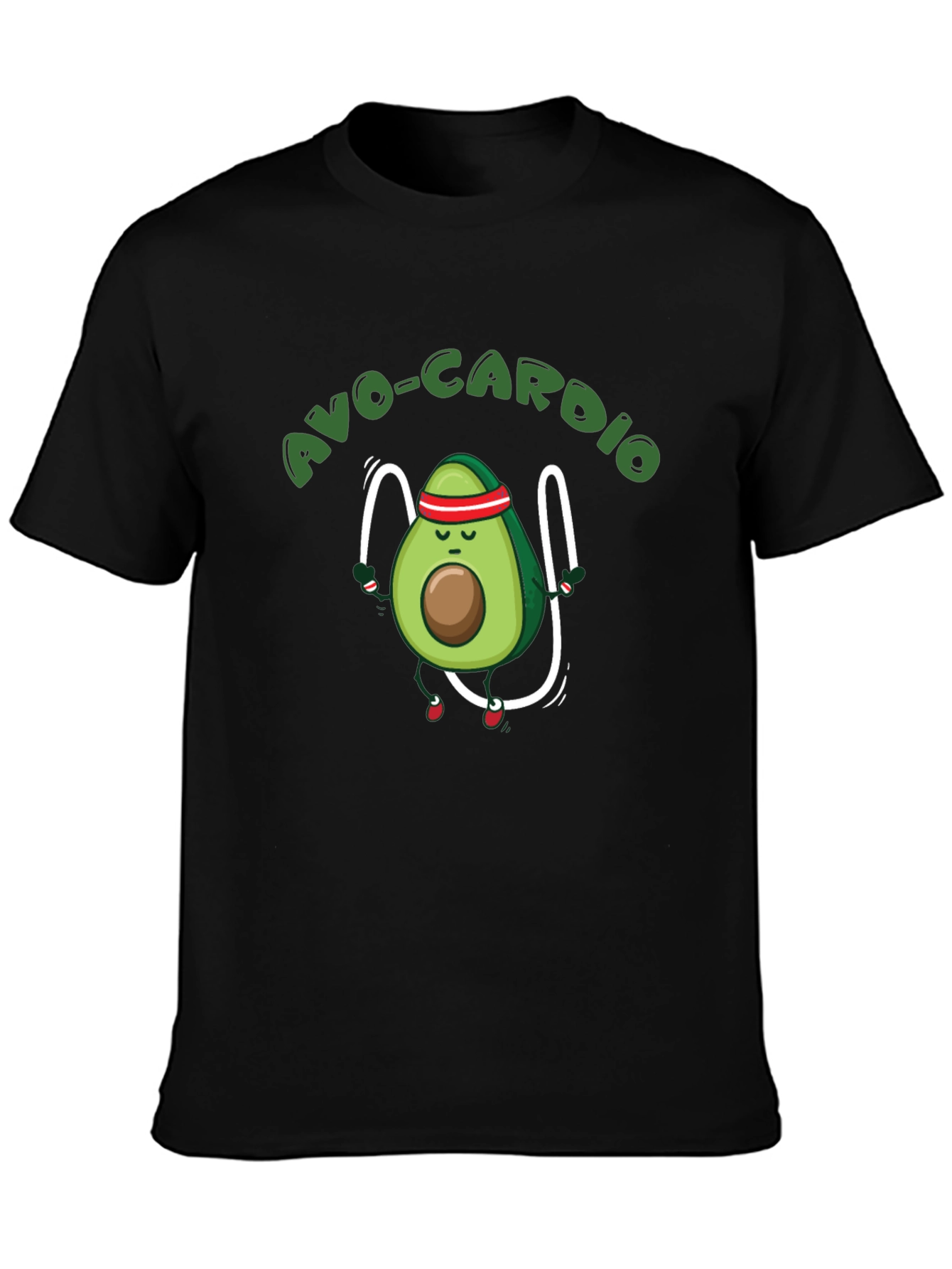 Black Avo-Cardio Black T-Shirt - Avocado Exercise Tee view 3