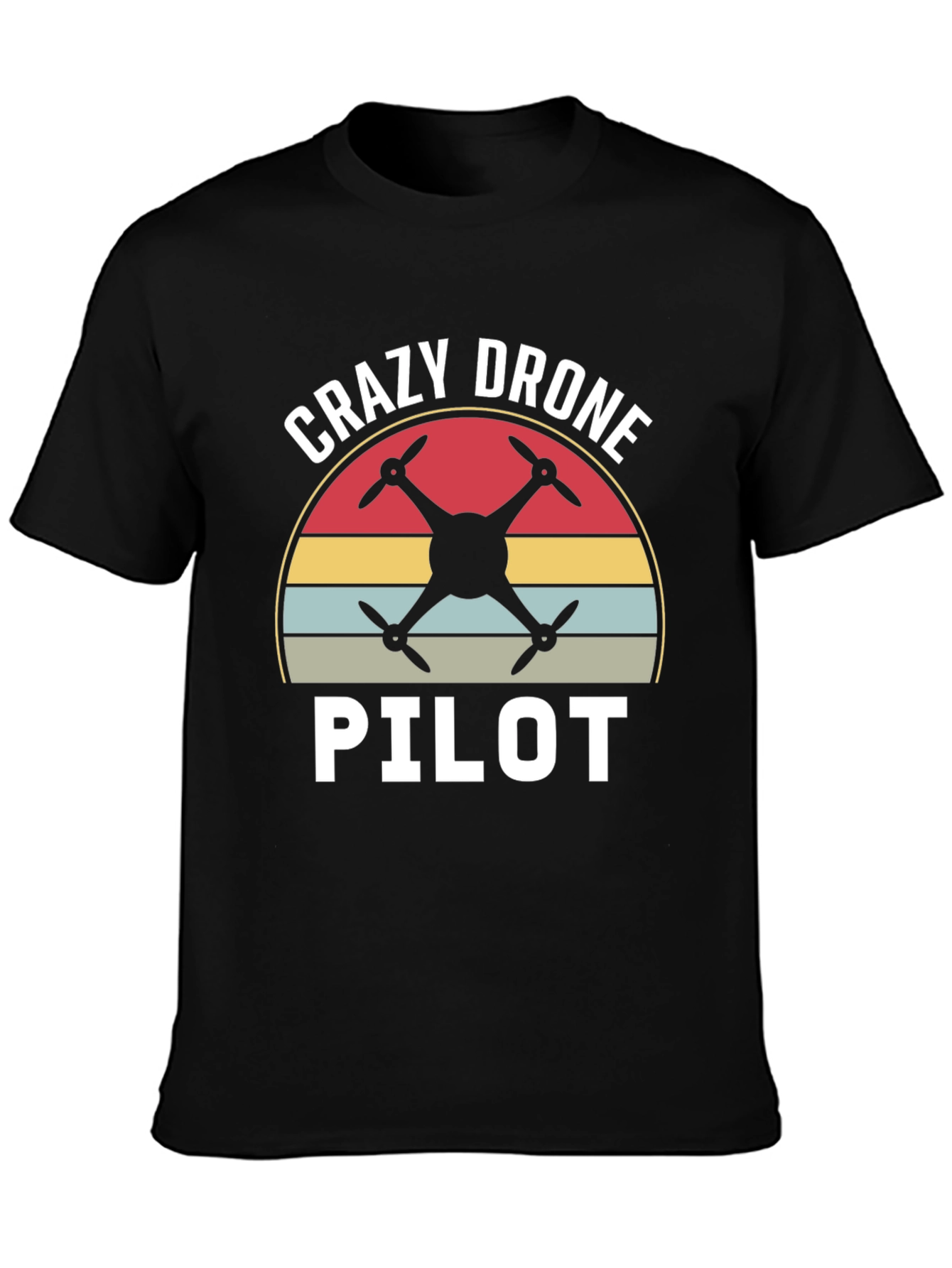 Black Crazy Drone Pilot Graphic T-Shirt view 3