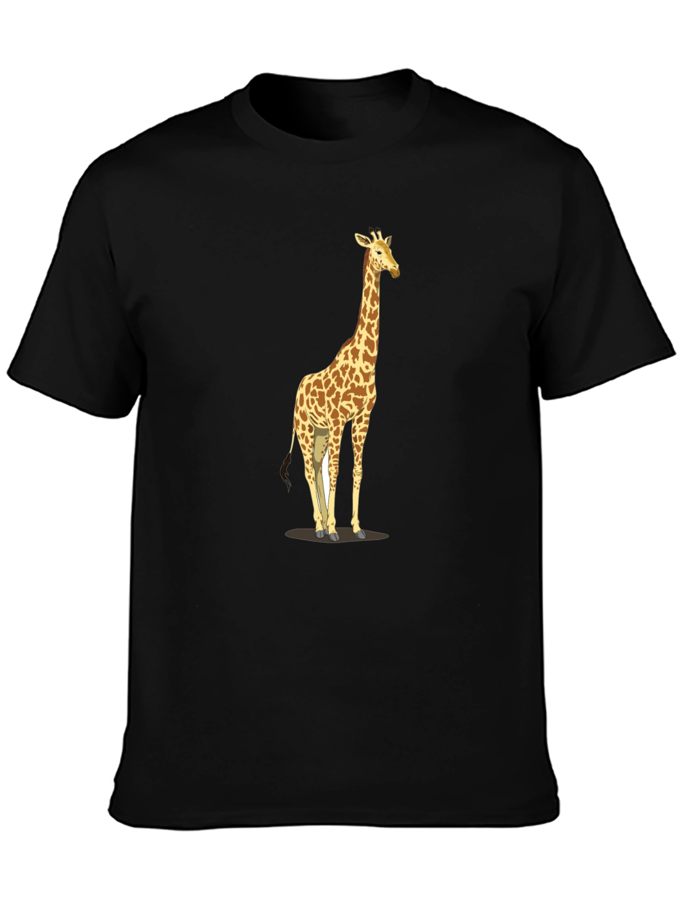 Black Giraffe Print Black T-Shirt - Men's Casual Tee view 3