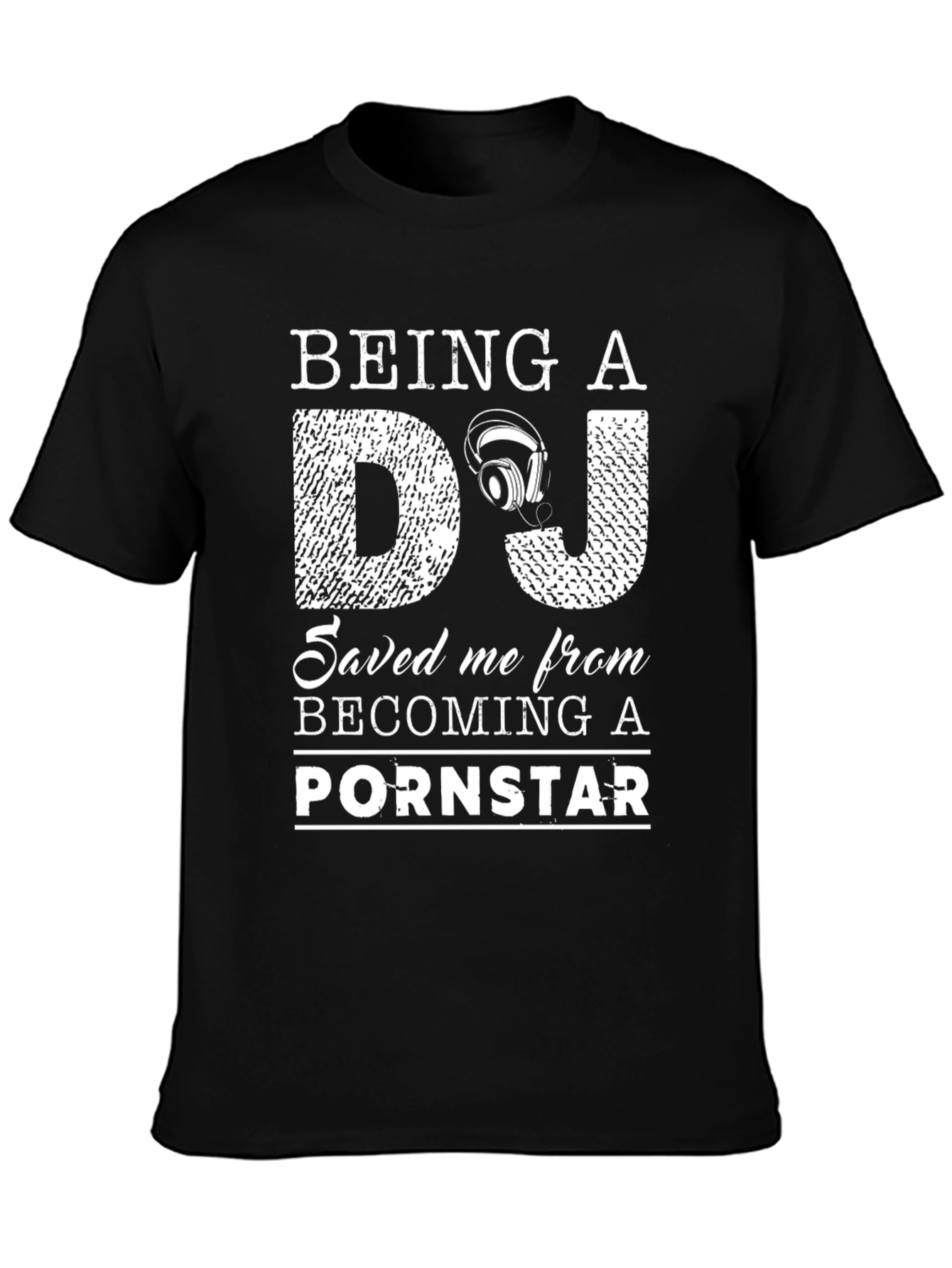 Black Being a DJ Funny Graphic T-Shirt view 3