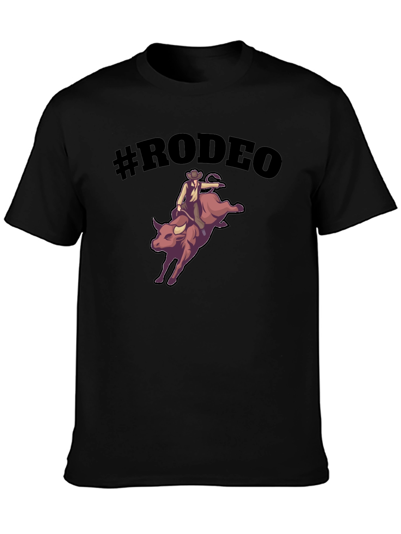 Black Rodeo Bull Riding Graphic T-Shirt view 3