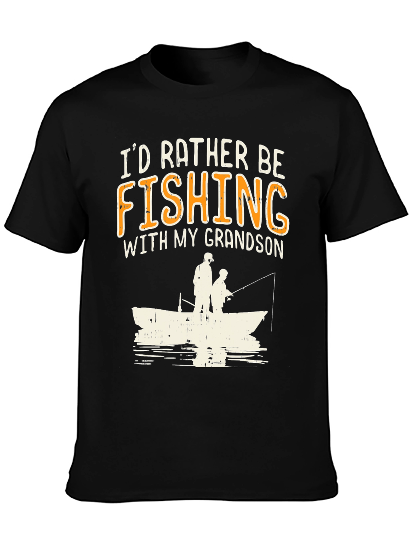 Black Fishing With My Grandson Graphic Tee view 3
