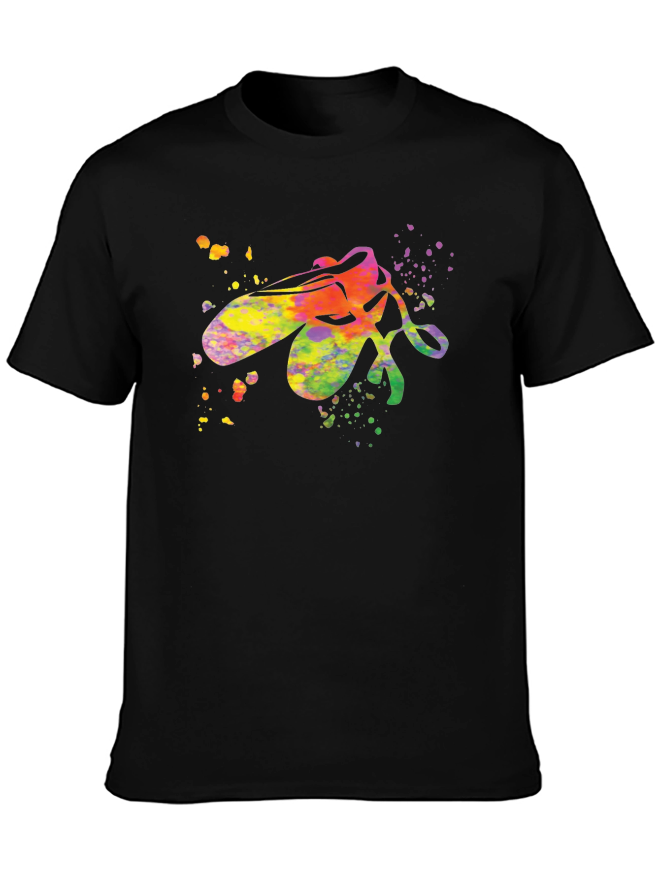 Black Watercolor Ballet Shoe T-Shirt - Artistic Dance Tee view 3