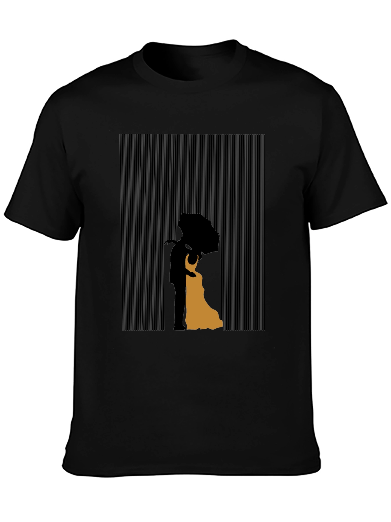 Black Silhouetted Embrace Graphic T-Shirt - Modern Art Tee view 3