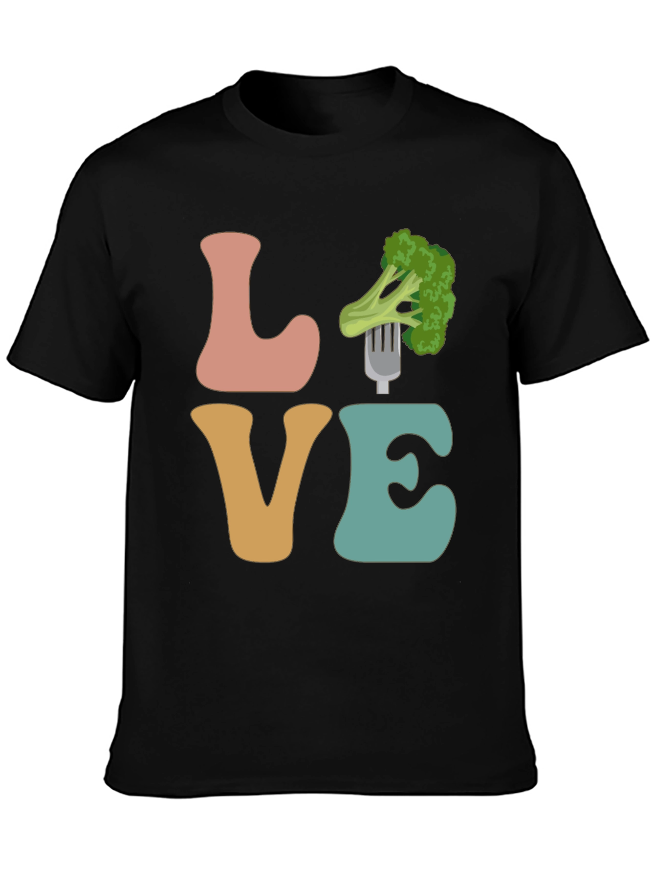 Black Vegan Love Broccoli Graphic Tee - Unisex T-Shirt view 3