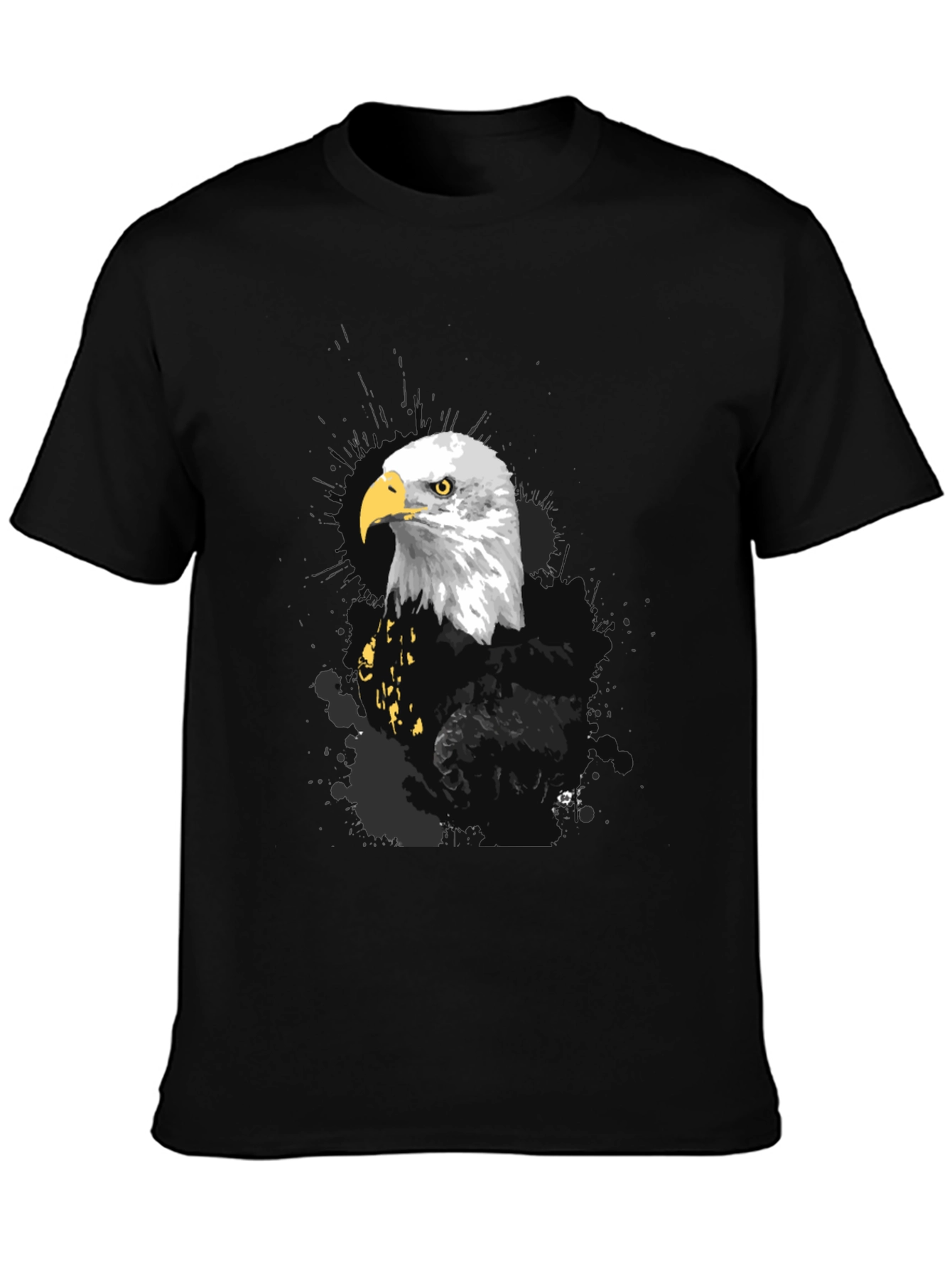 Black Eagle Graphic Print Men's Black T-Shirt view 3