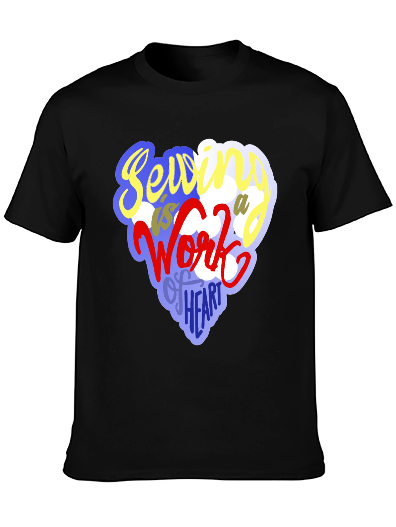 Black Sewing Heart T-Shirt - Unique Crafting Design view 3