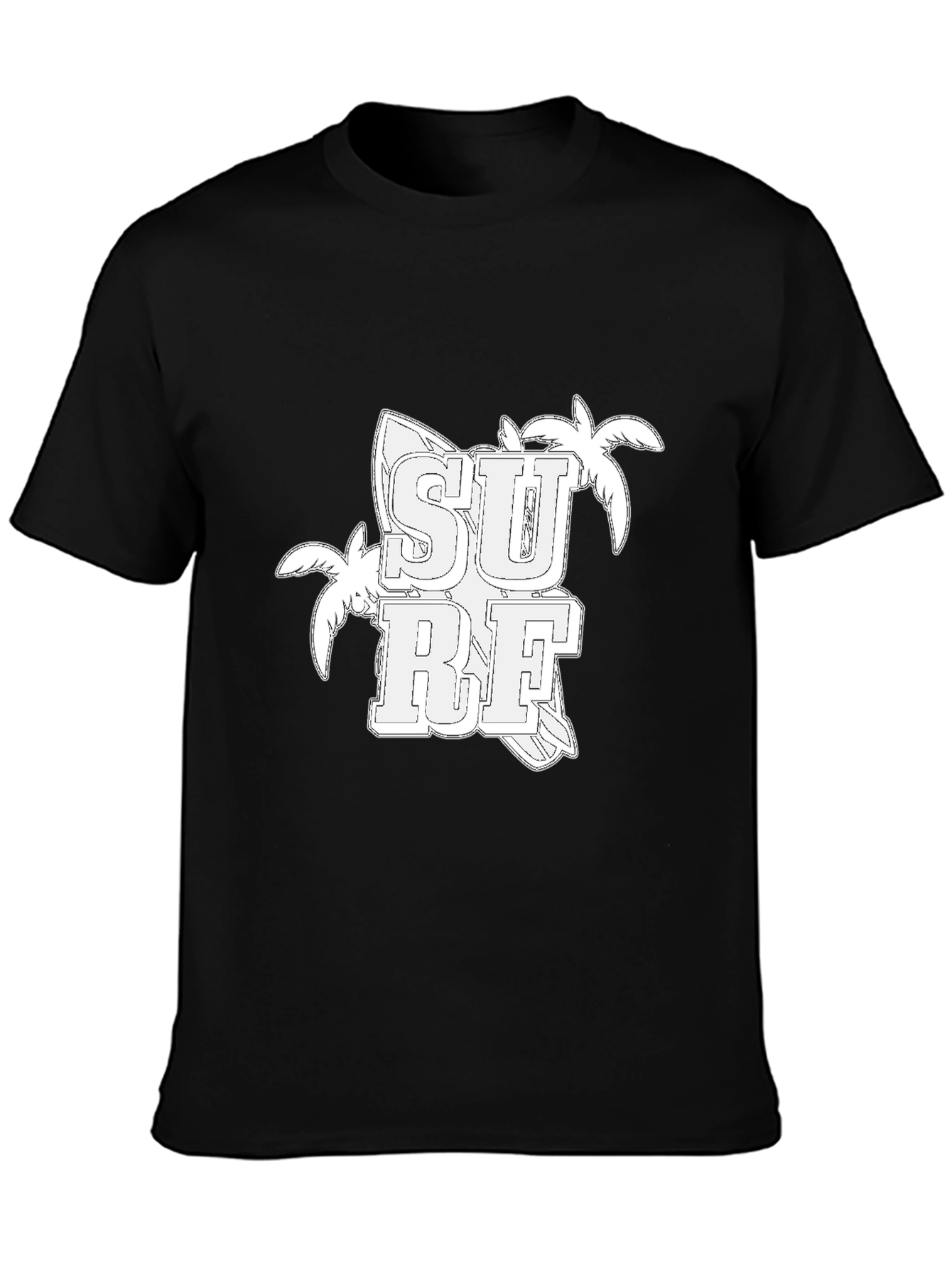 Black Surf Graphic Tee - Black Cotton T-Shirt view 3