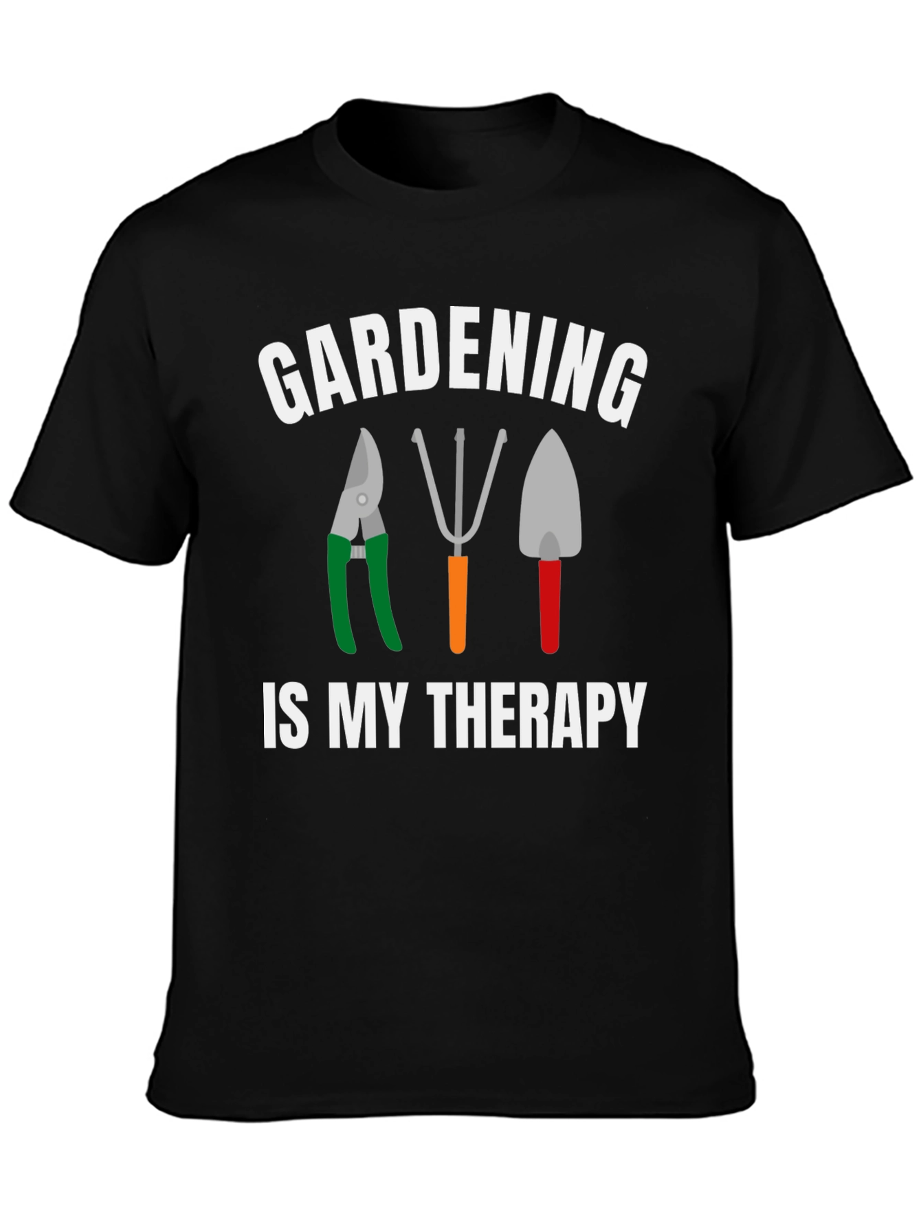 Black Gardening Is My Therapy T-Shirt view 3