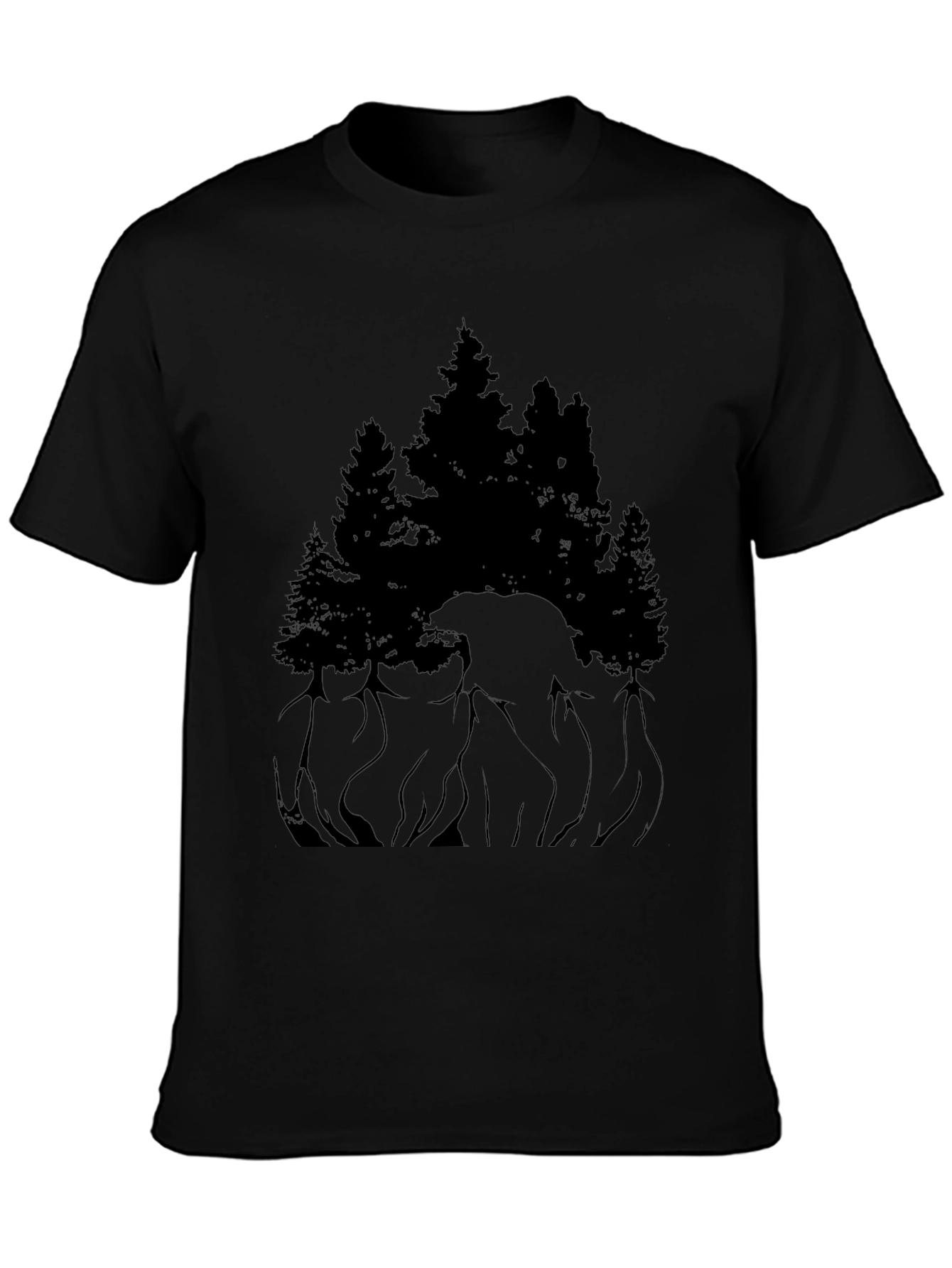 Black Black Bear & Forest Graphic Tee view 3
