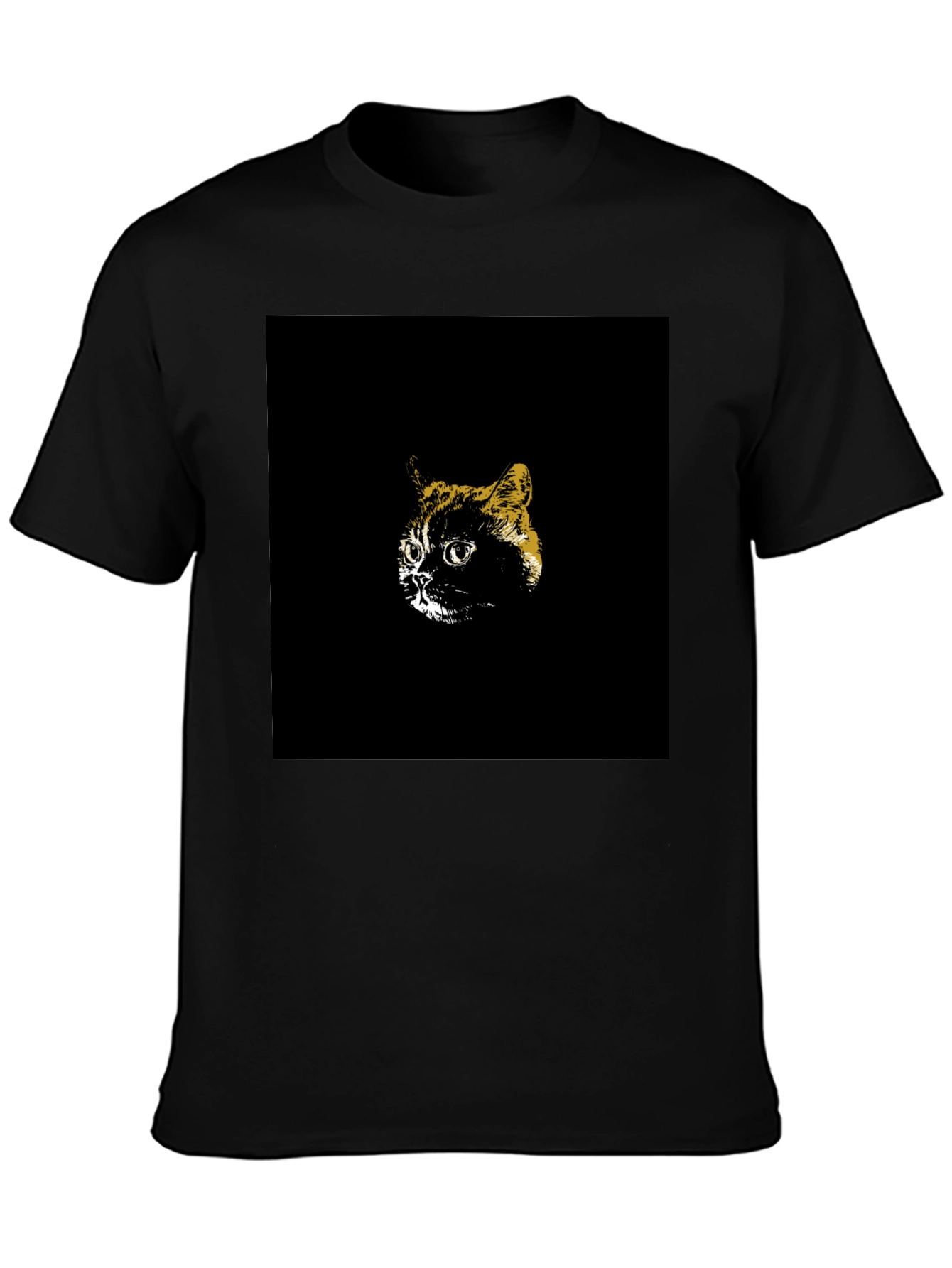 Black Cool Cat Graphic Tee - Black Cotton T-Shirt view 3