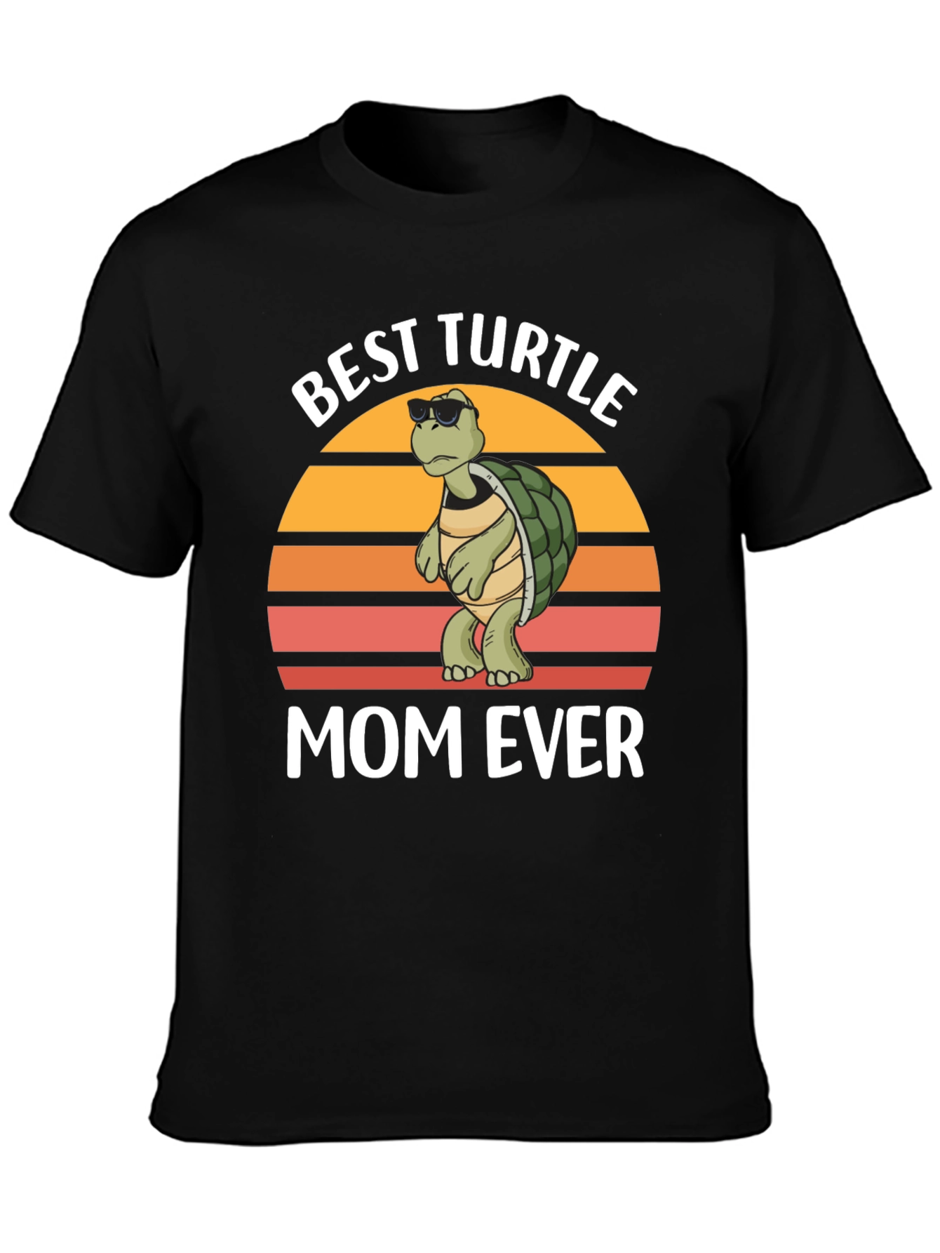 Black Best Turtle Mom Ever T-Shirt view 3