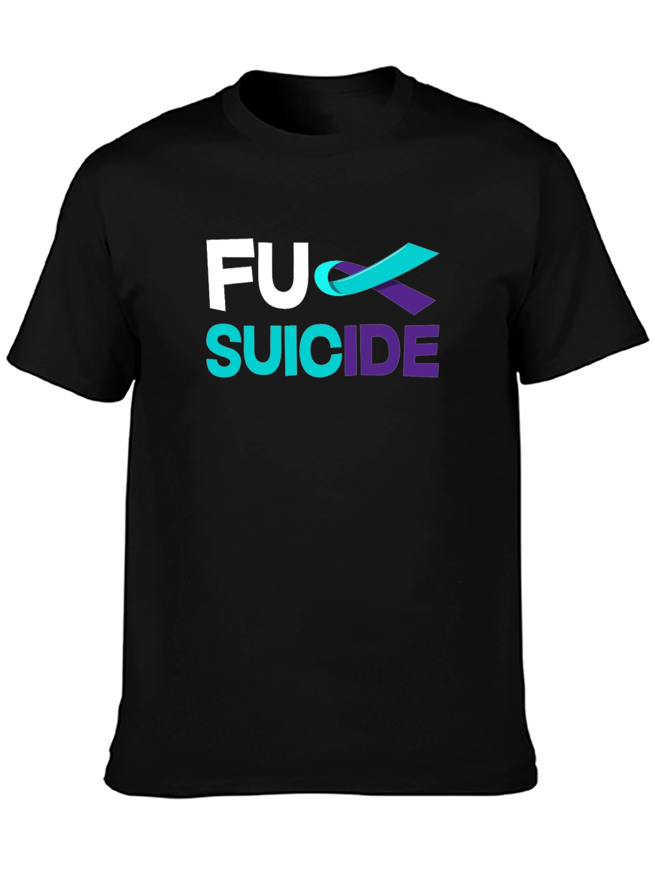 Black T-Shirt: "F Su***de" Graphic Print Tee view 3