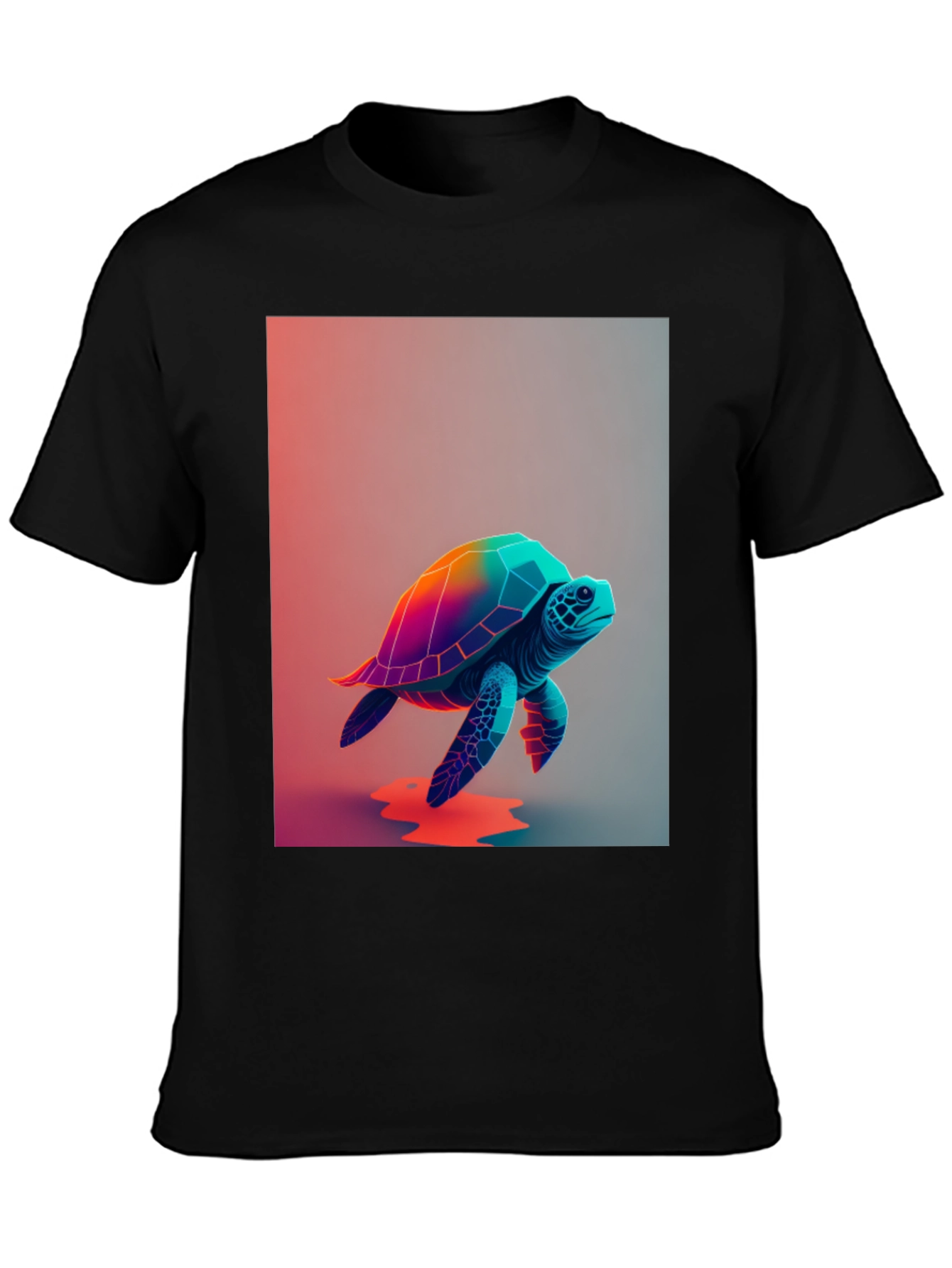 Black Rainbow Turtle Graphic Tee - Unique Design view 3