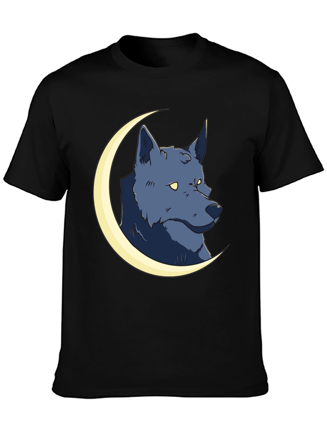 Black Wolf Moon Graphic Tee - Black Cotton T-Shirt view 3