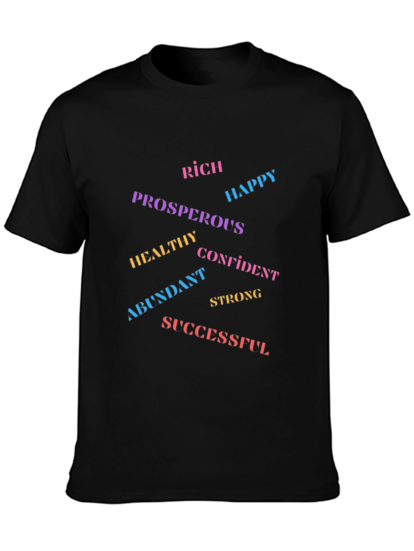 Black Motivational Word Art T-Shirt view 3