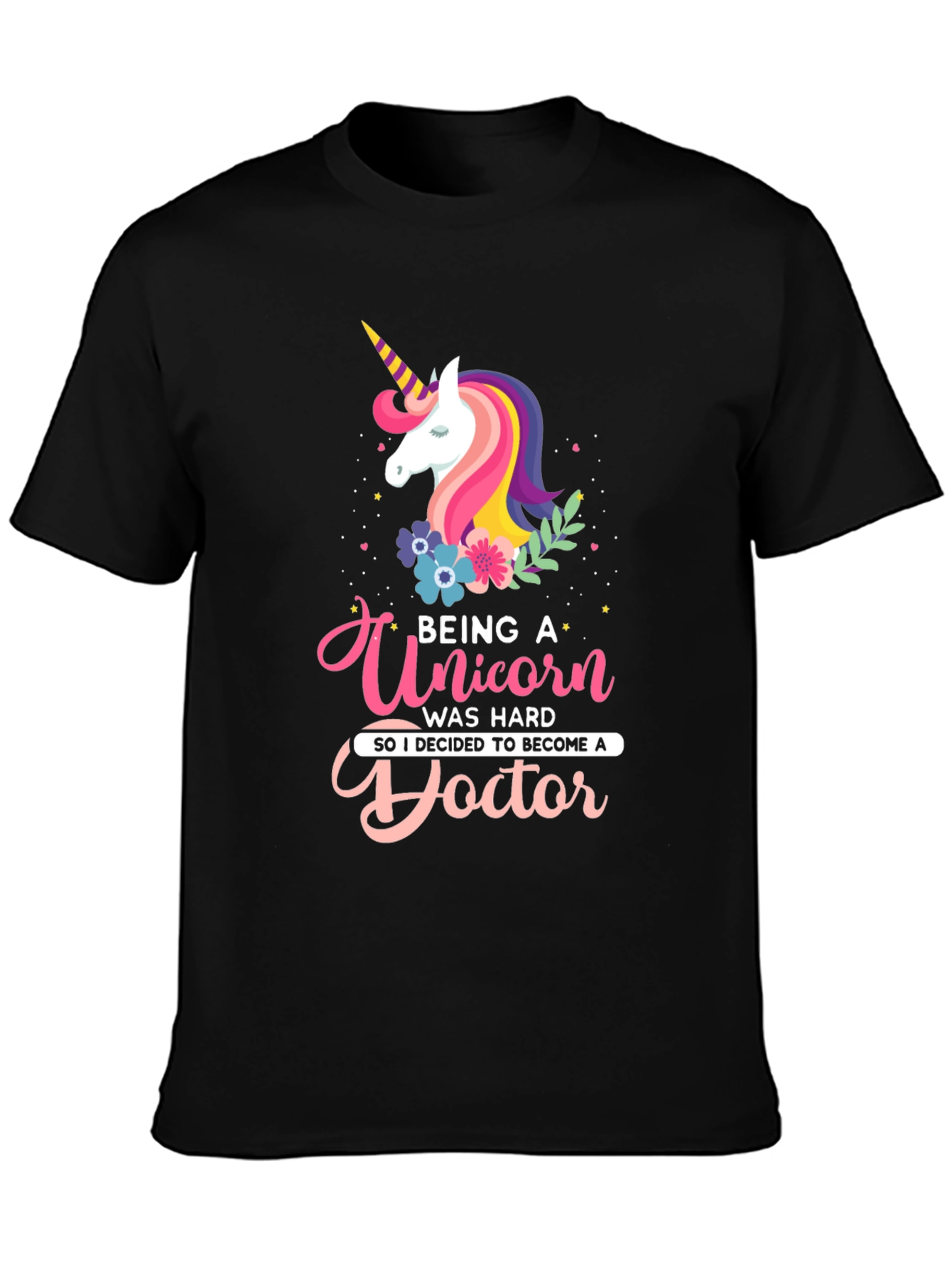 Black Unicorn Doctor Graphic T-Shirt | Novelty Tee view 3