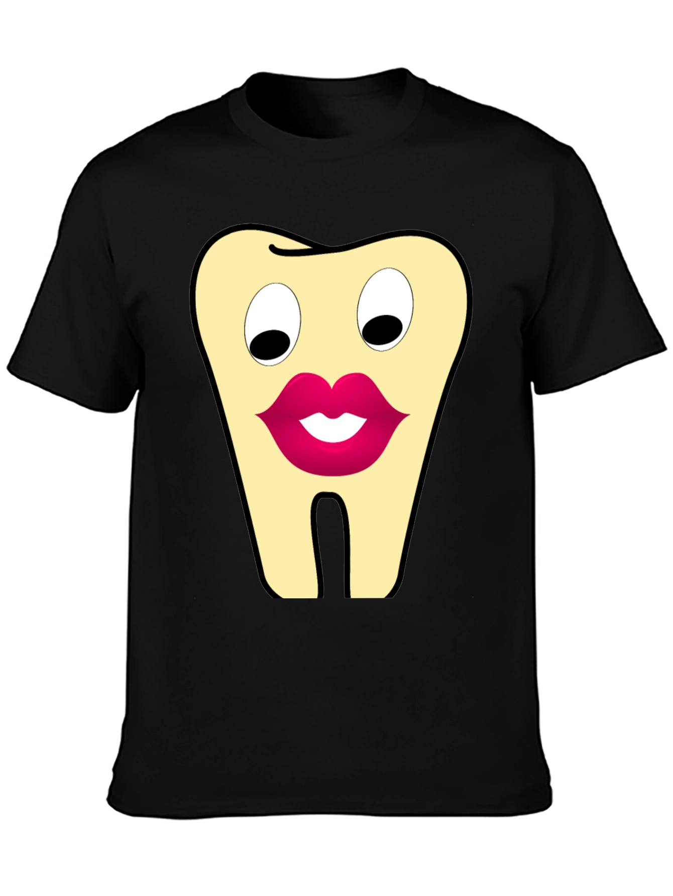 Black Funny Tooth Cartoon Graphic T-Shirt view 3