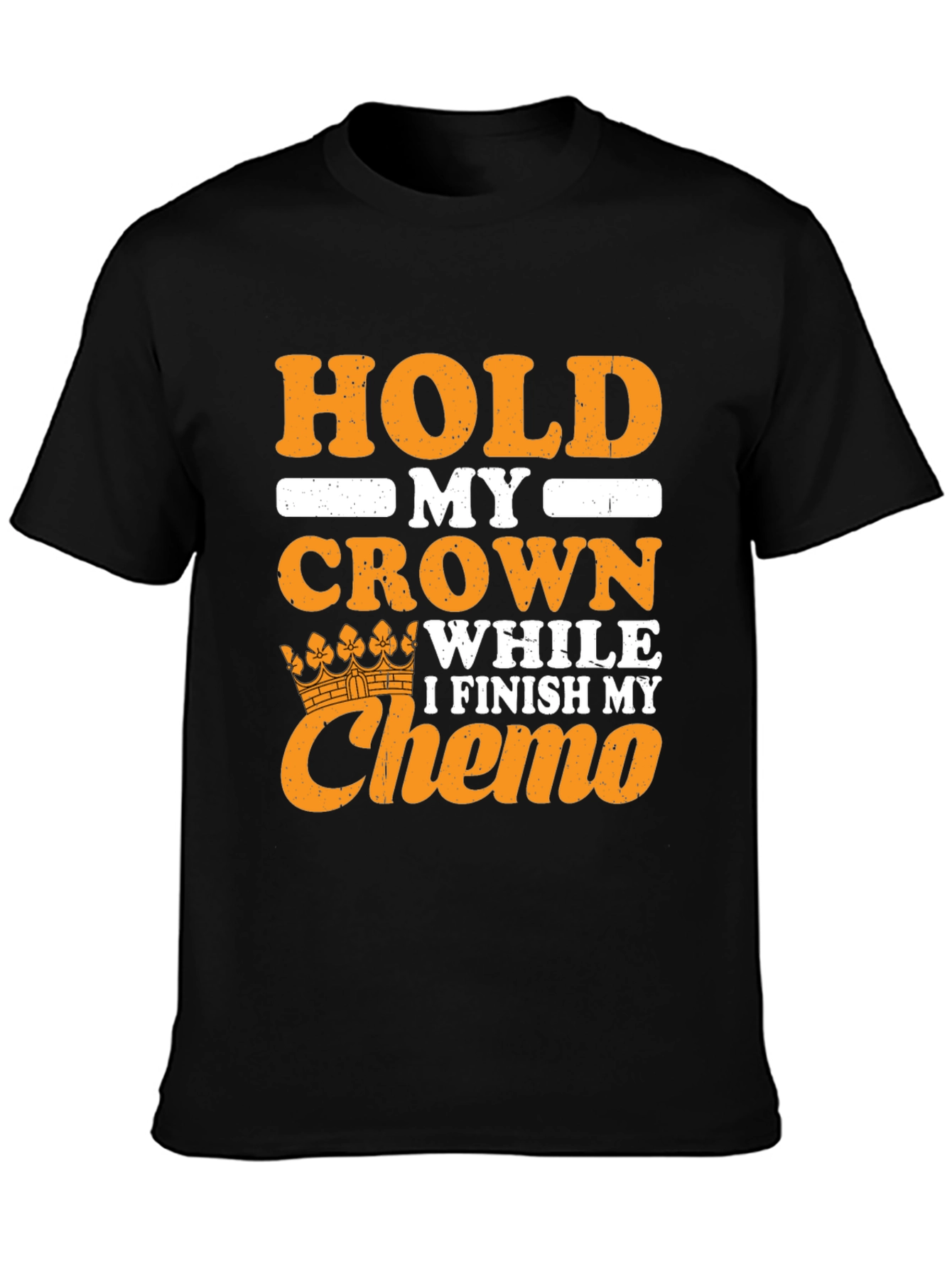 Black Hold My Crown Chemo Support T-Shirt view 3