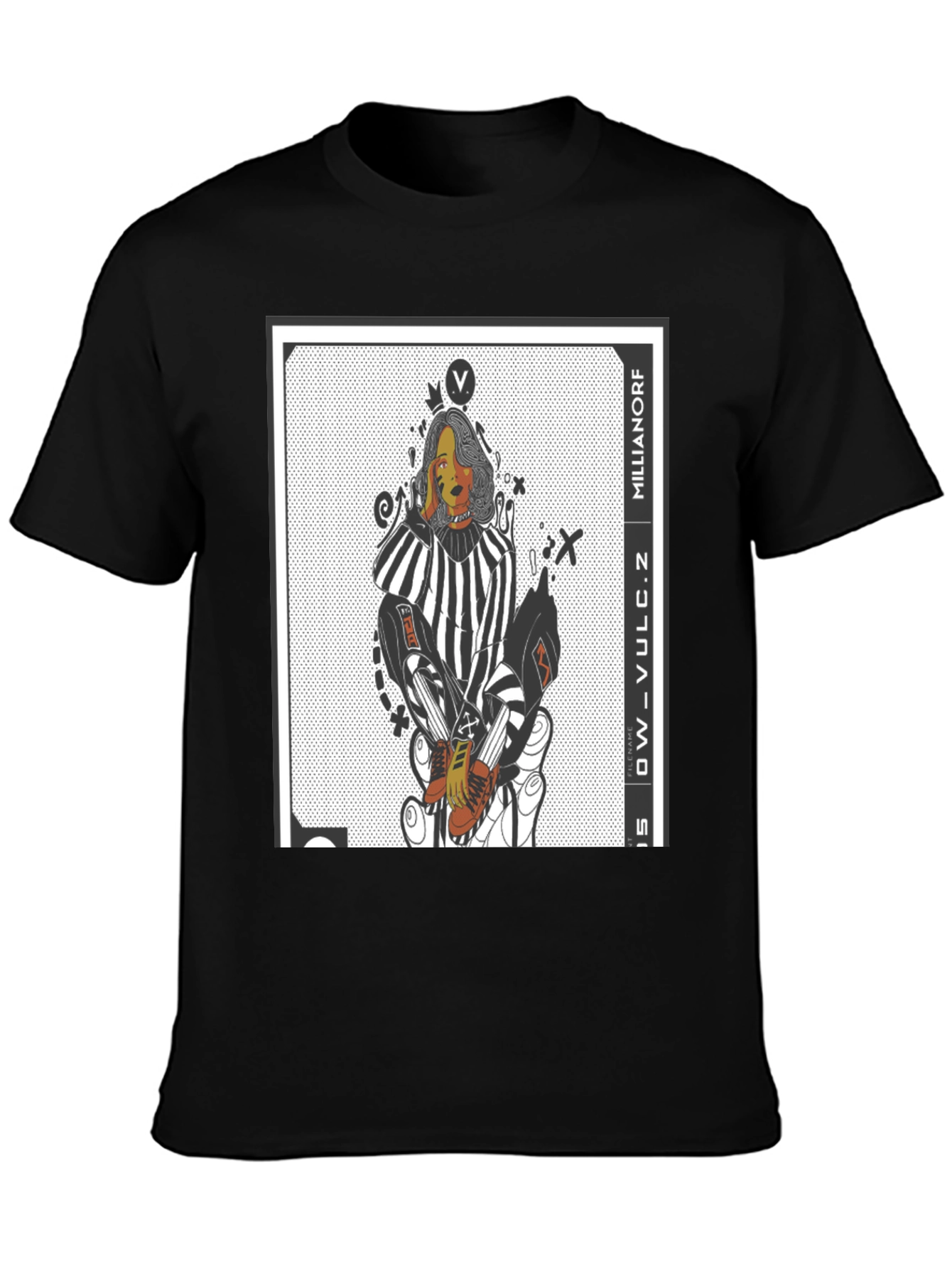 Black Graphic Print Black Crew Neck T-Shirt view 3