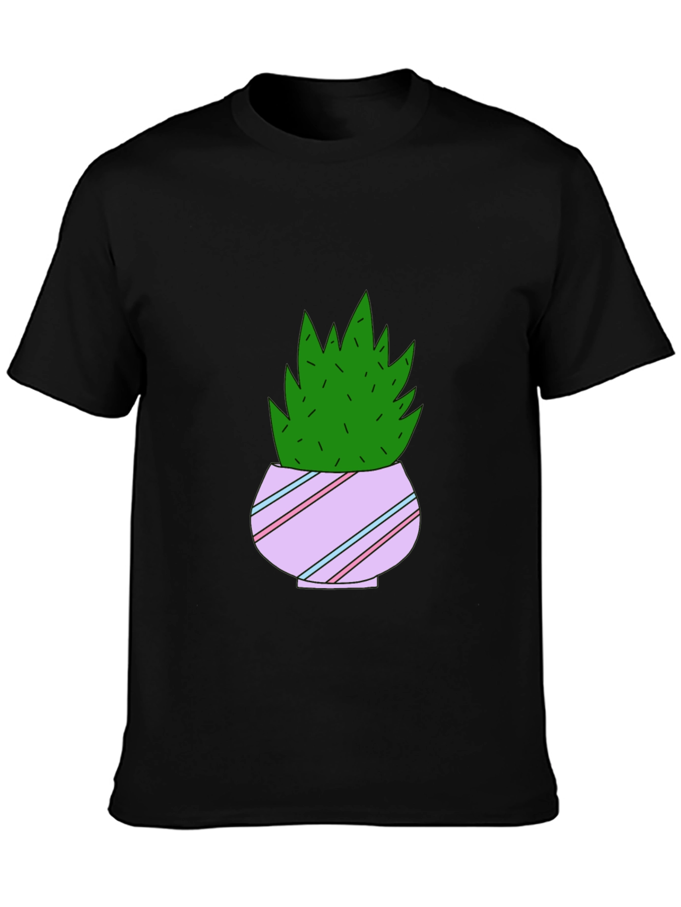 Black Cute Potted Plant Graphic T-Shirt view 3