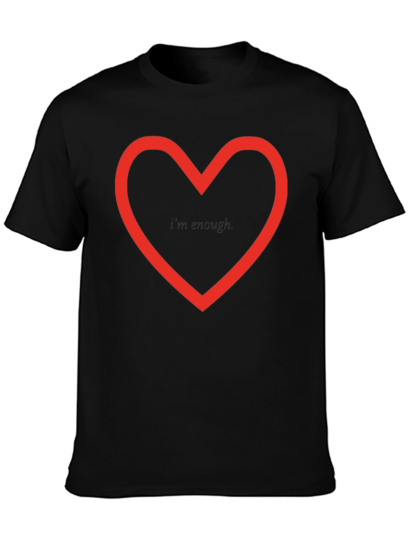 Black I Am Enough Graphic Tee - Red Heart Design view 3