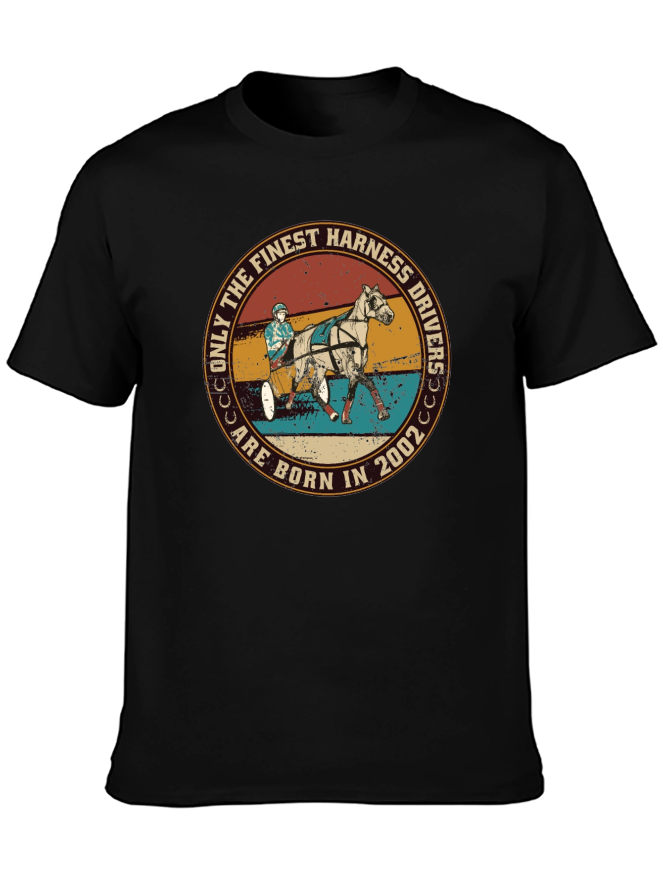 Black Finest Harness Drivers T-Shirt: Born in 2002 view 3