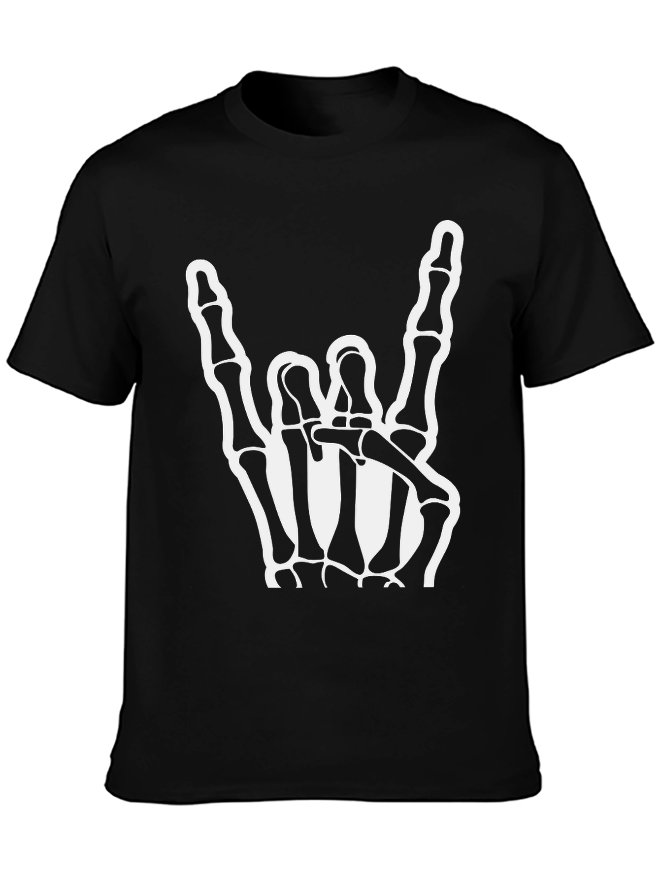 Black Rock On Skeleton Hand Black T-Shirt view 3