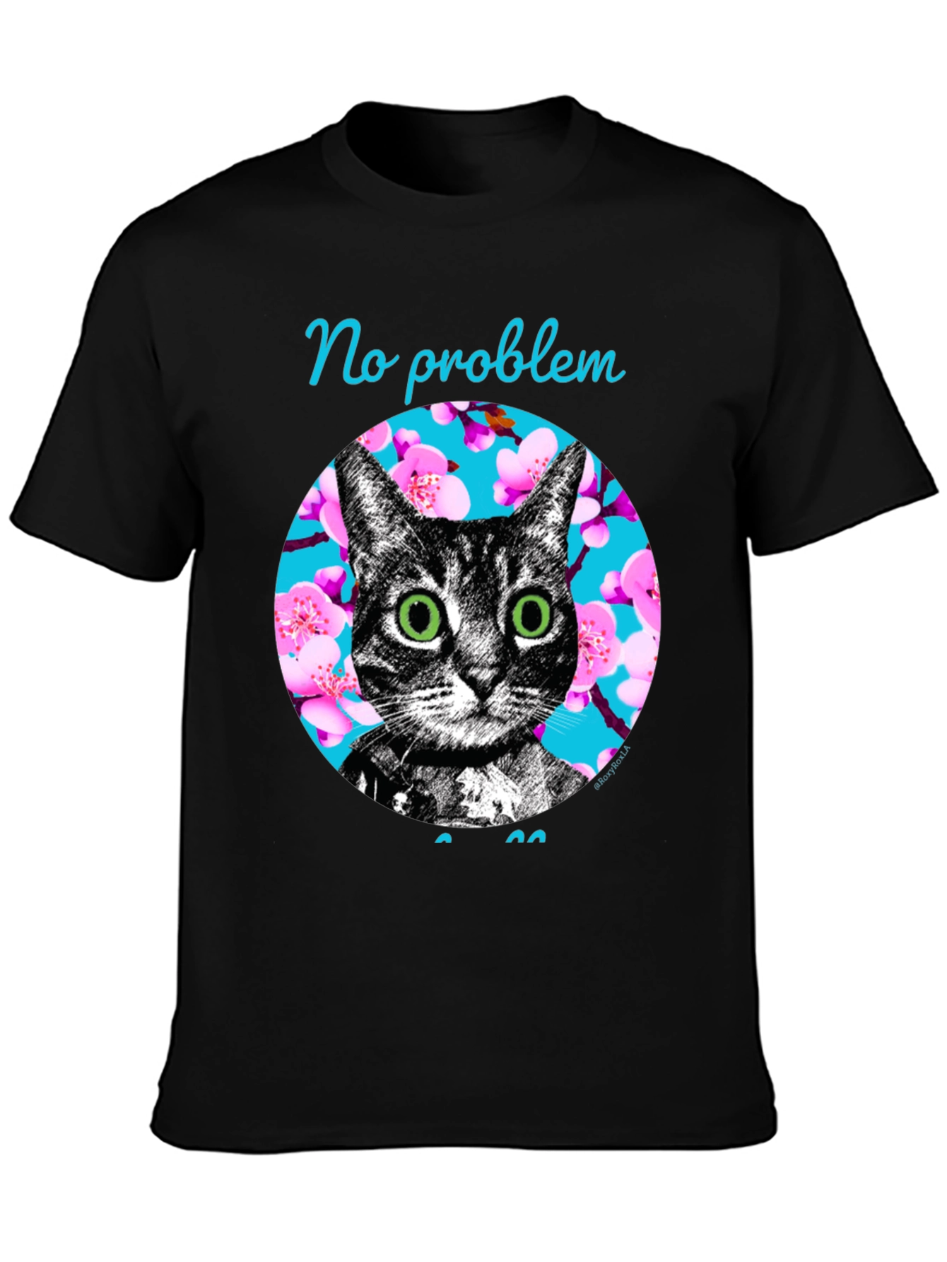 Black No Problem Cat Graphic T-Shirt - Black view 3
